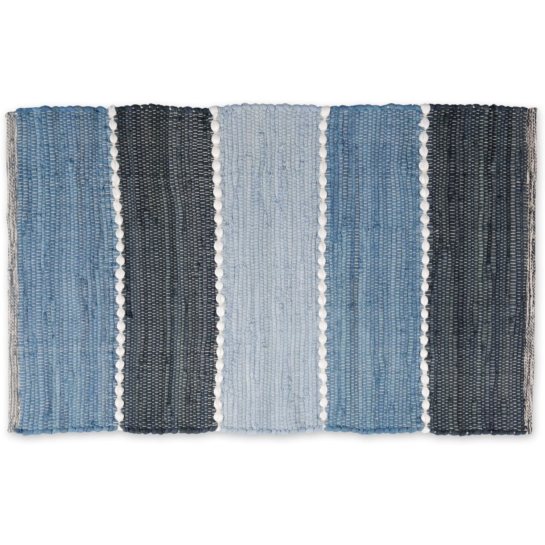 DENIM COLOR BLOCK COTTON CHINDI RUG 2x3FT
