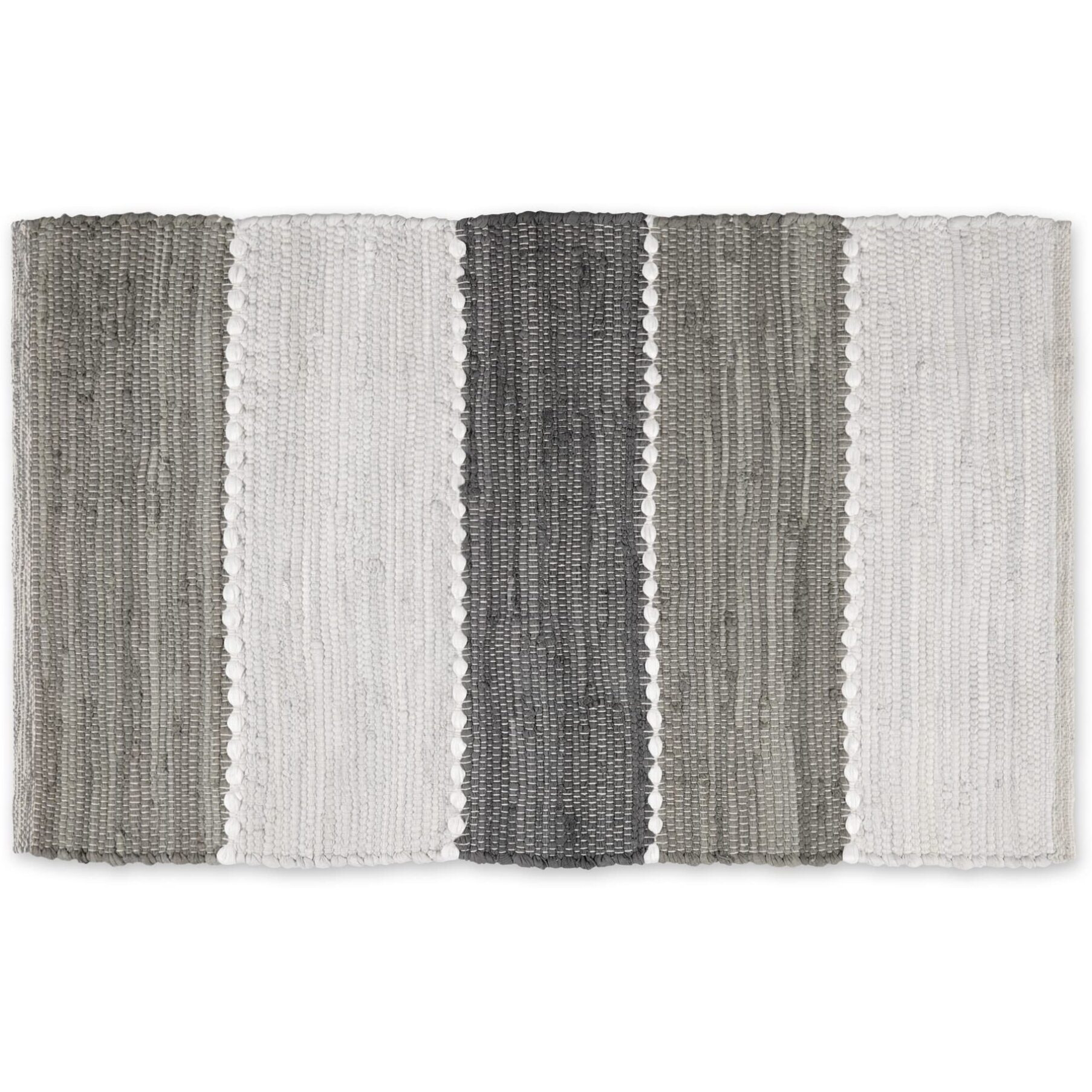 GRAY COLOR BLOCK COTTON CHINDI RUG 2x3FT