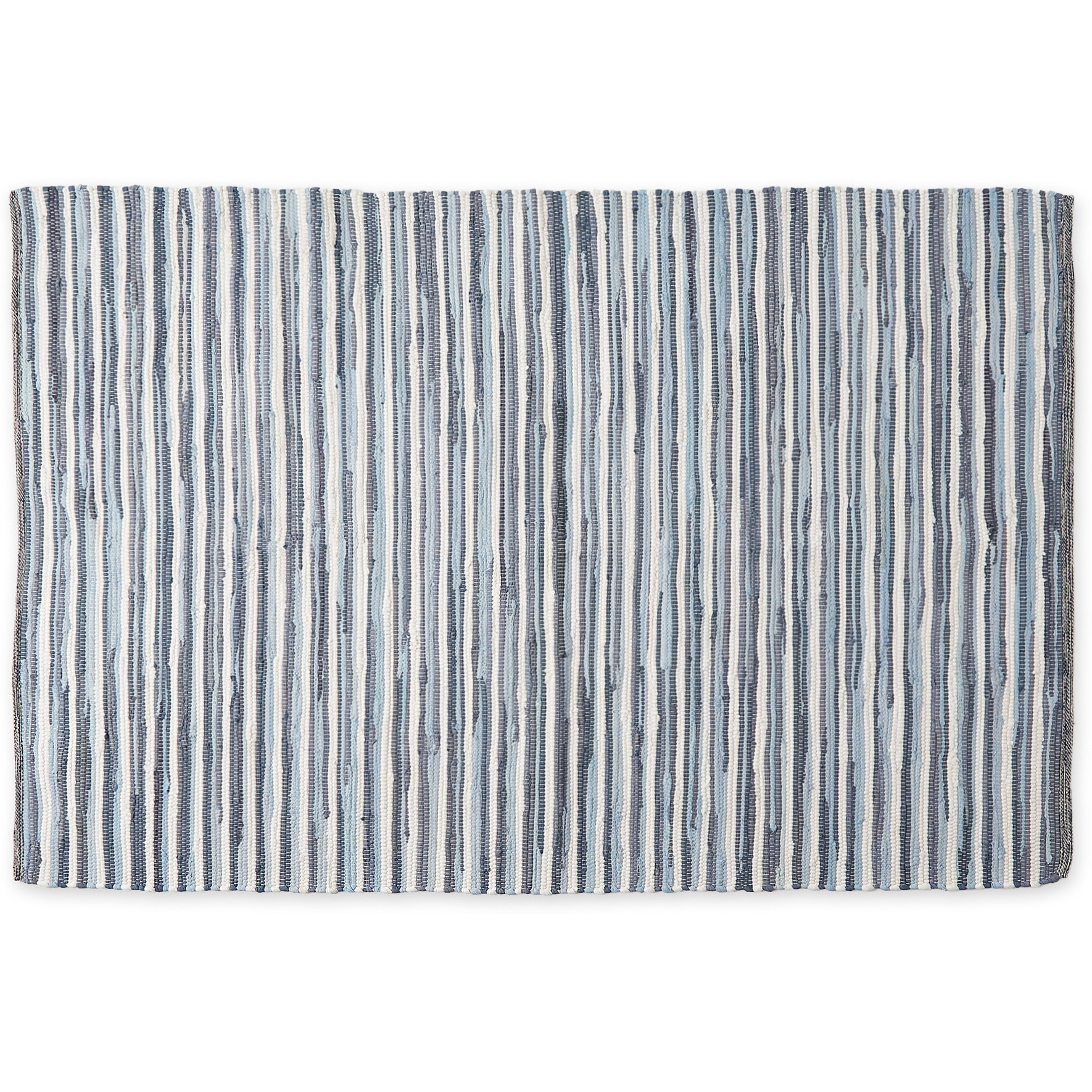 STONEWASH BLUE SLIM STRIPE COTTON CHINDI RUG 4x6FT