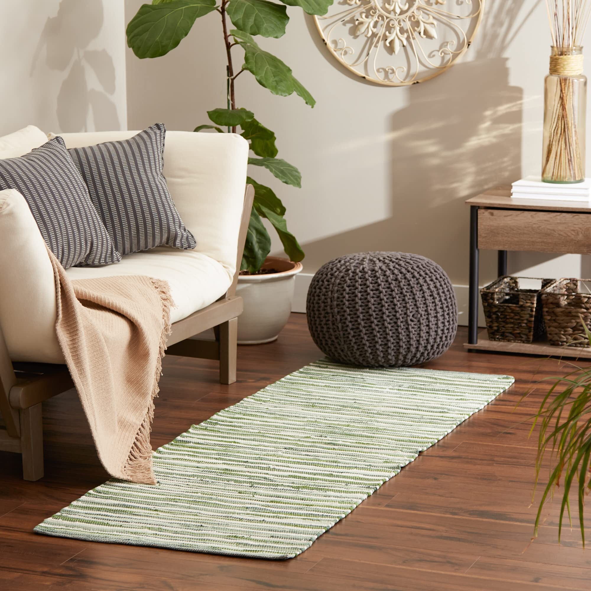 JADEITE  SLIM STRIPE COTTON CHINDI RUG 2FT 3INx6FT