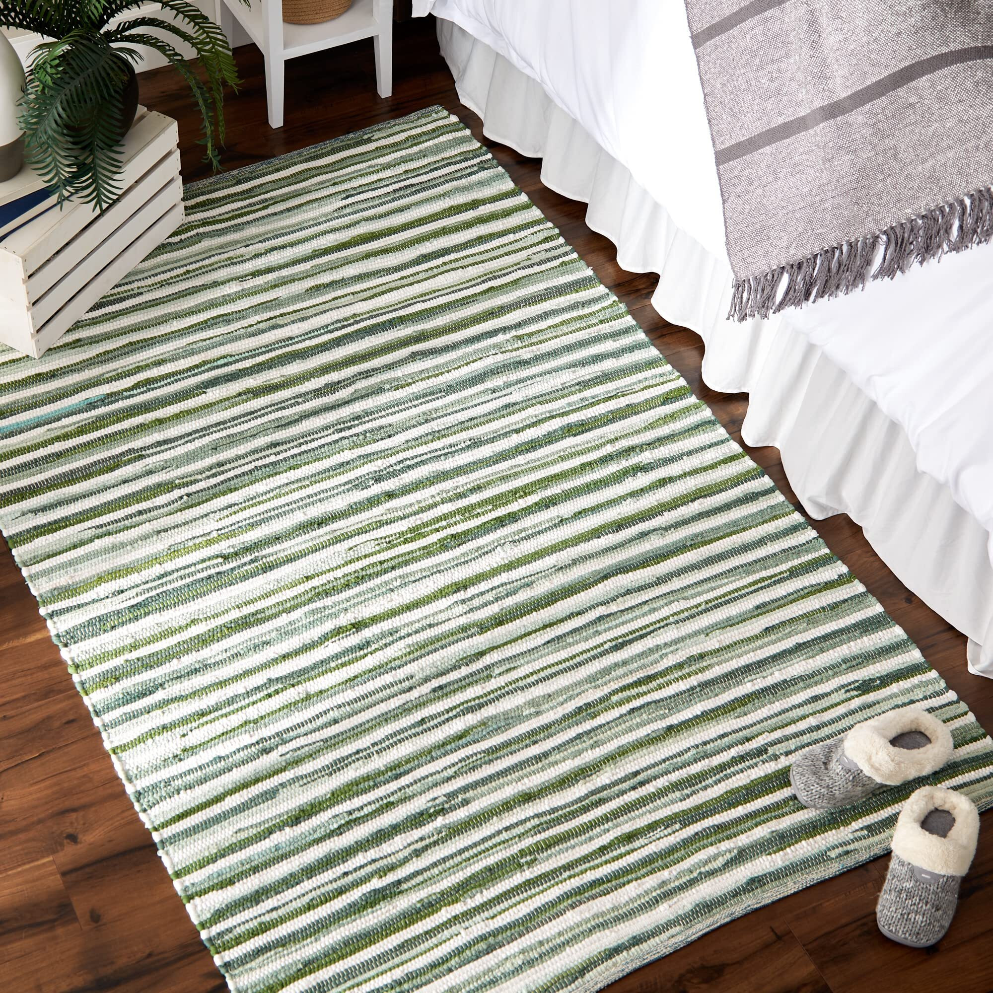 JADEITE SLIM STRIPE COTTON CHINDI RUG 4x6FT
