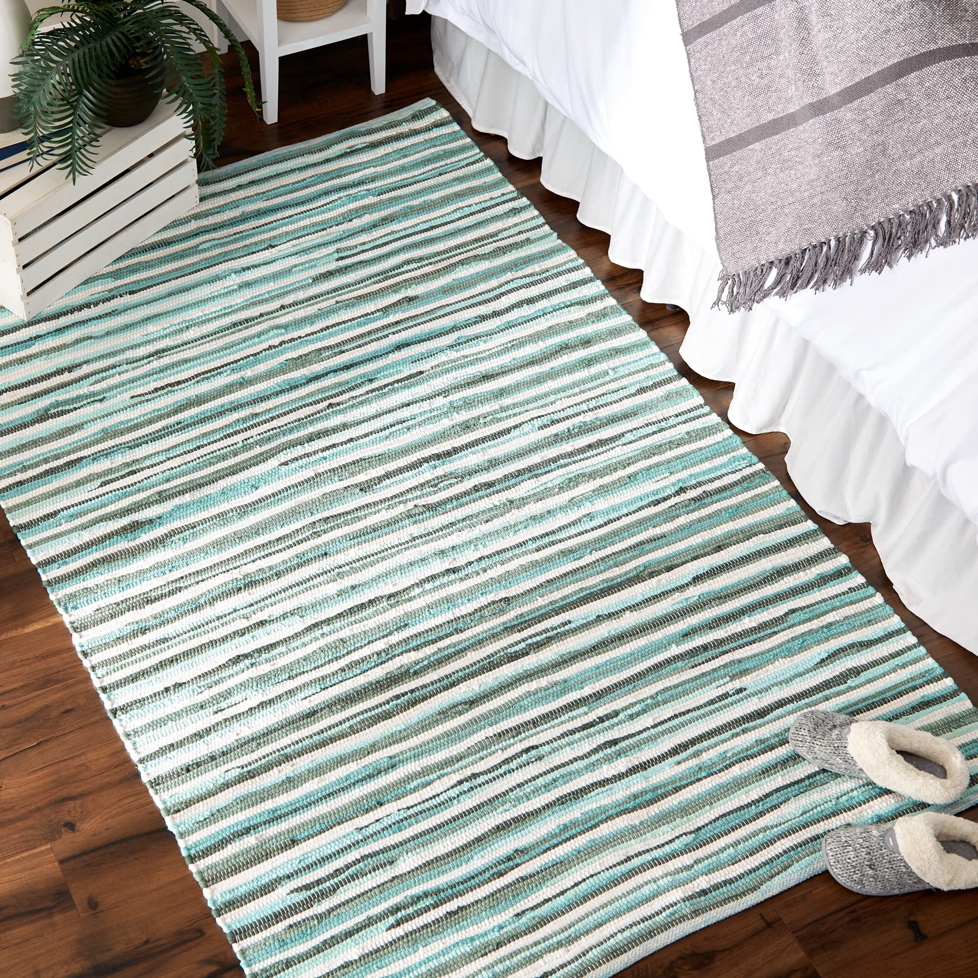 AQUA SLIM STRIPE COTTON CHINDI RUG 4x6FT