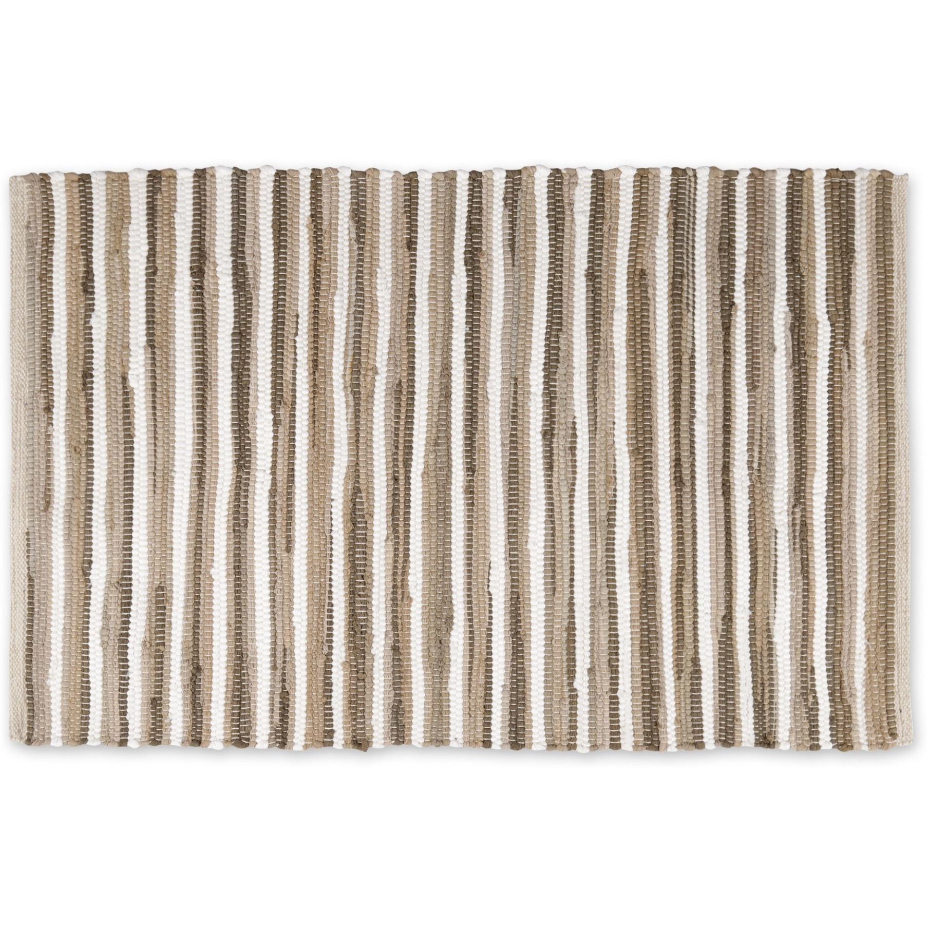 TAUPE SLIM STRIPE COTTON CHINDI RUG 2x3FT