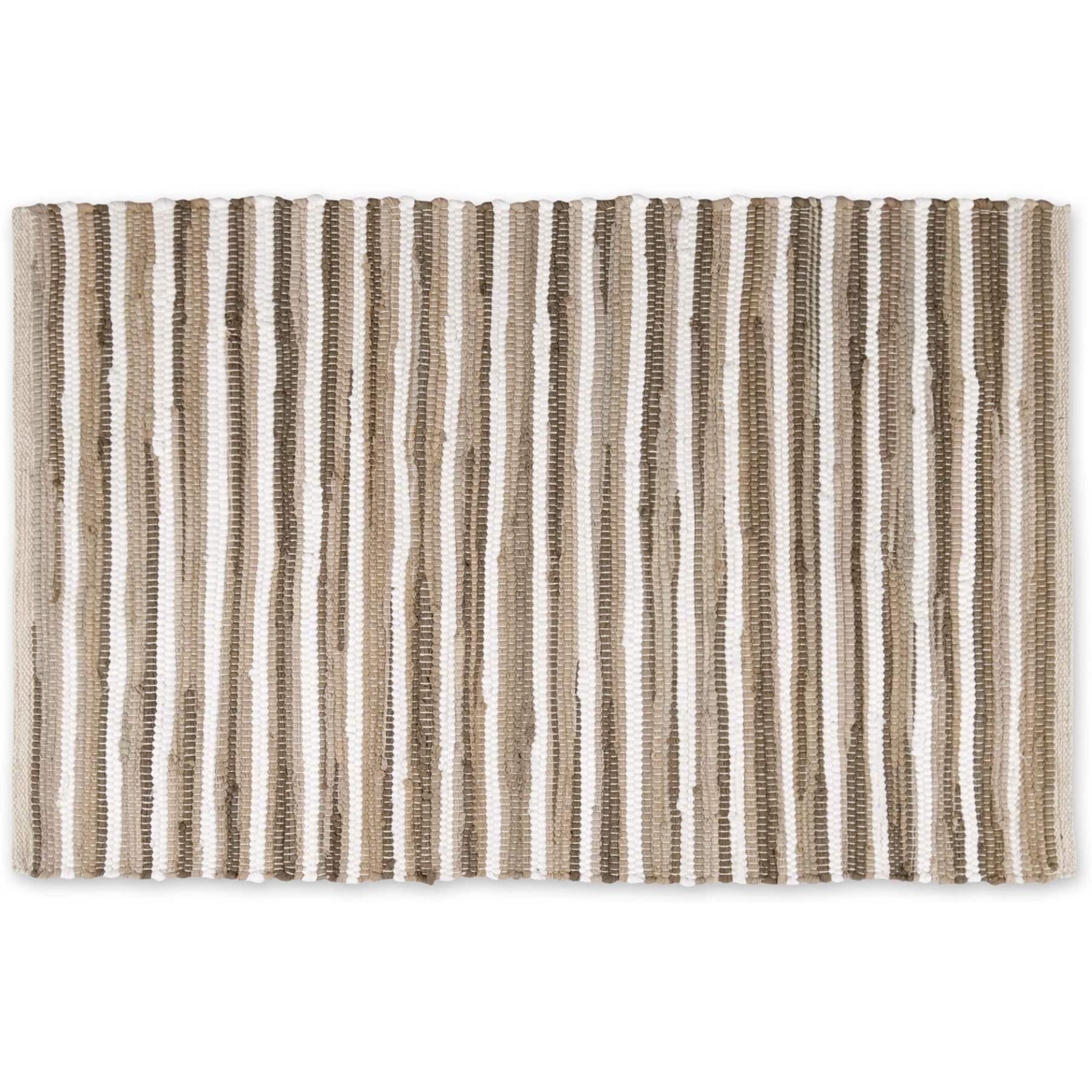 TAUPE SLIM STRIPE COTTON CHINDI RUG 2x3FT