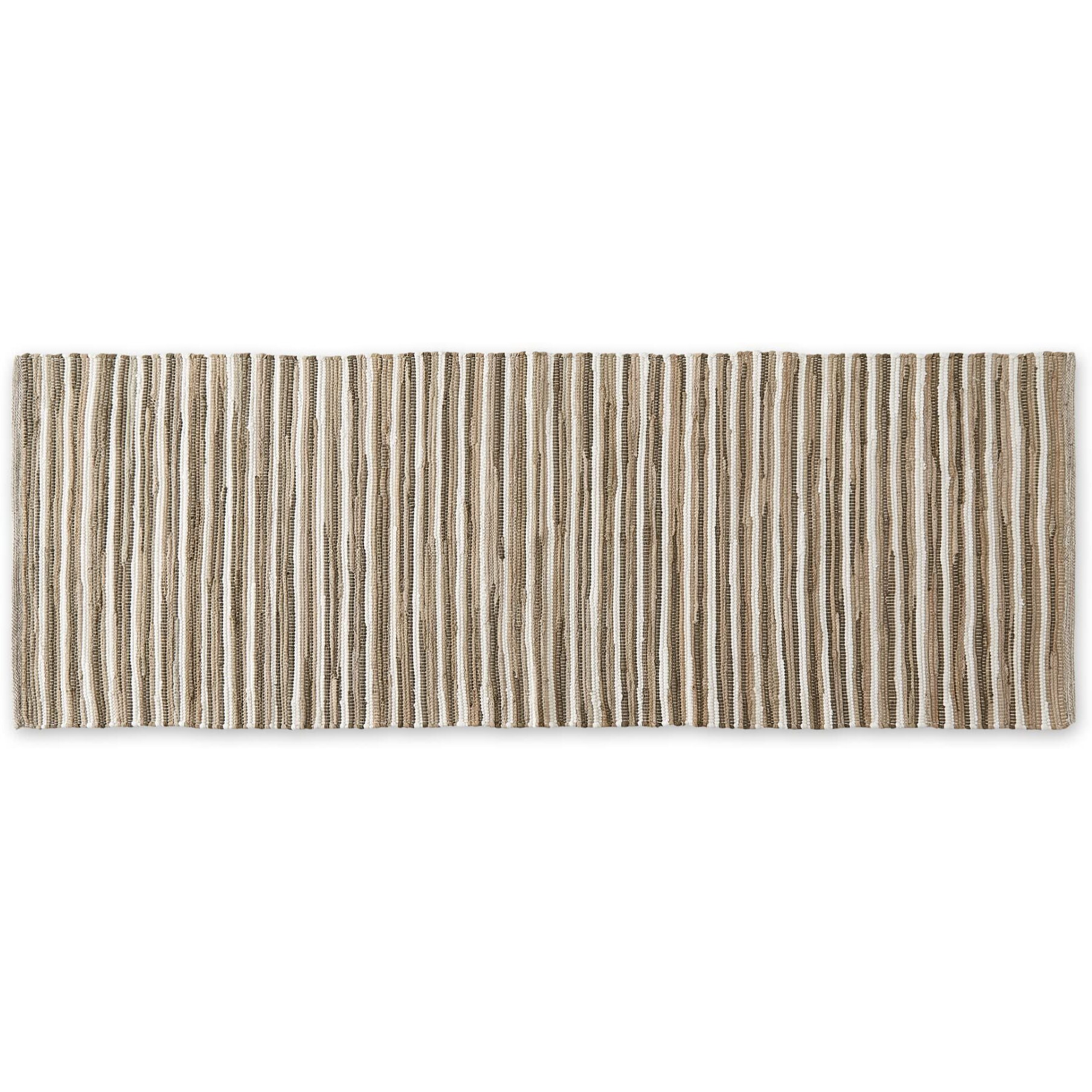 TAUPE SLIM STRIPE COTTON CHINDI RUG 2FT 3INx6FT