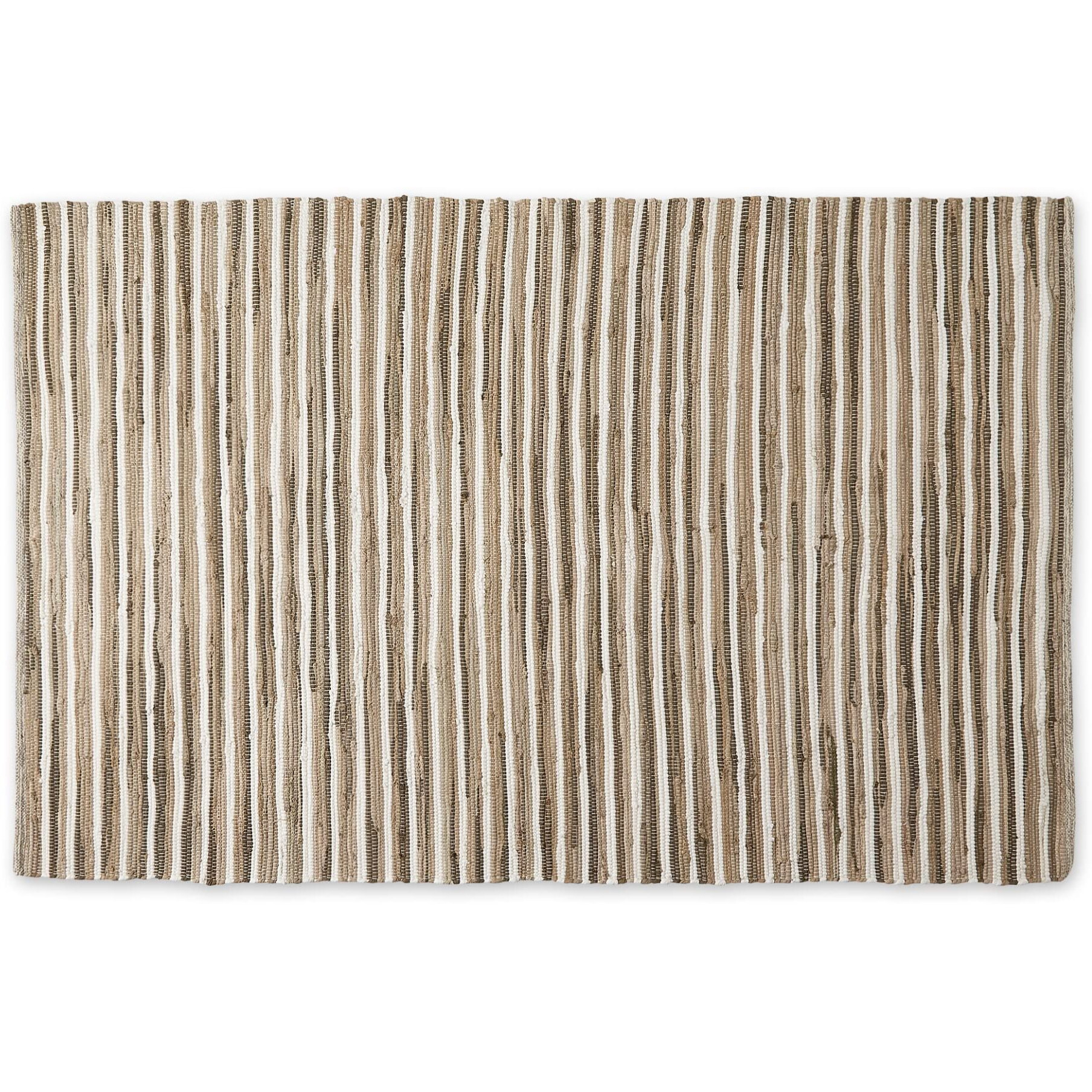 TAUPE SLIM STRIPE COTTON CHINDI RUG 4x6FT