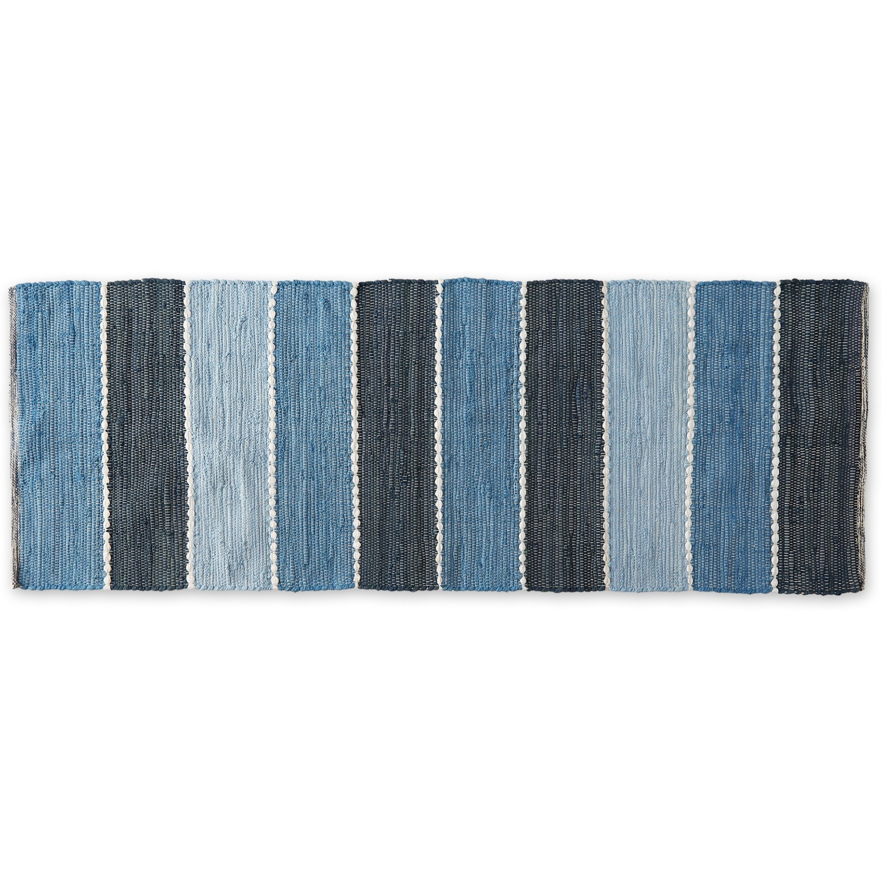 DENIM COLOR BLOCK COTTON CHINDI RUG 2FT 3INx6FT