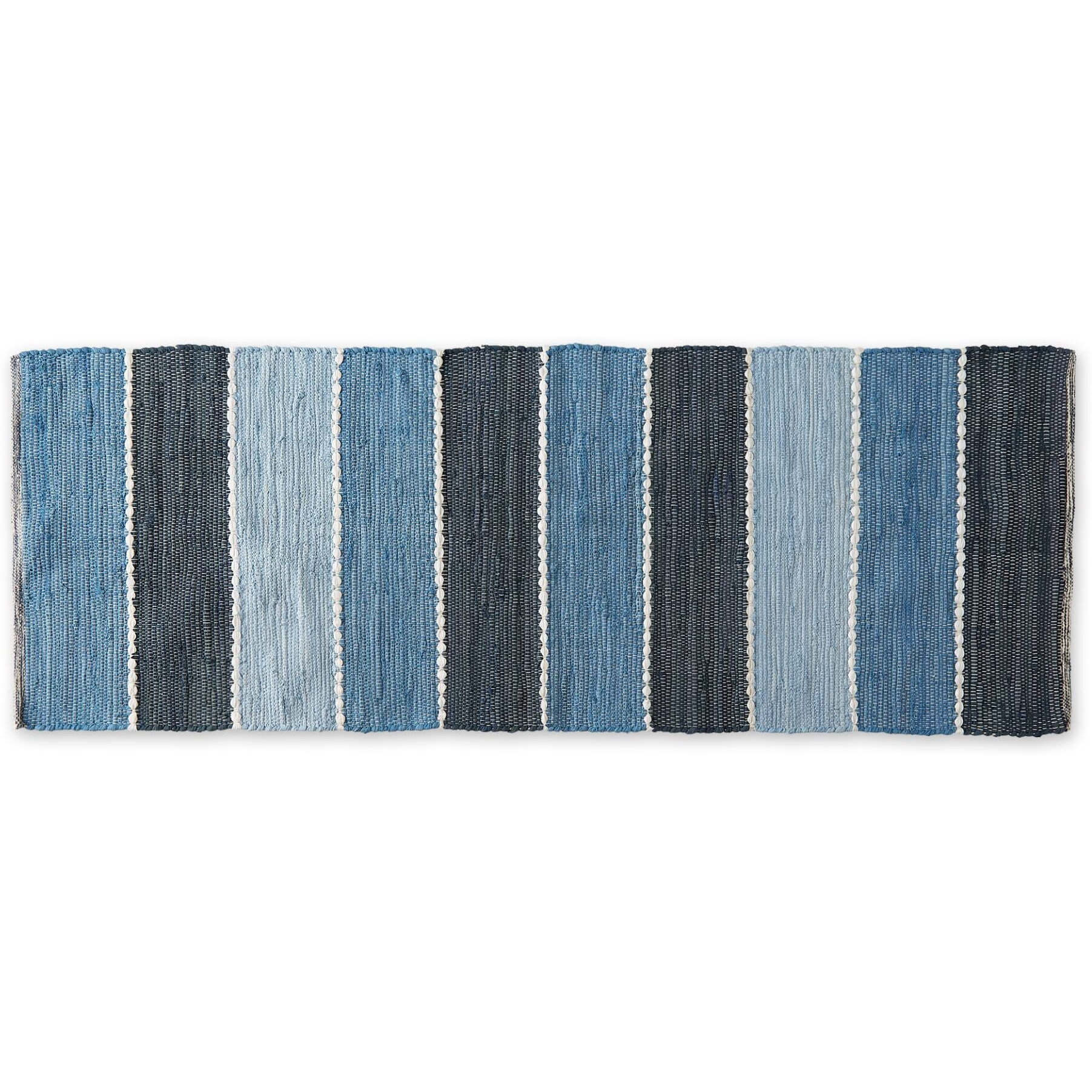 DENIM COLOR BLOCK COTTON CHINDI RUG 2FT 3INx6FT