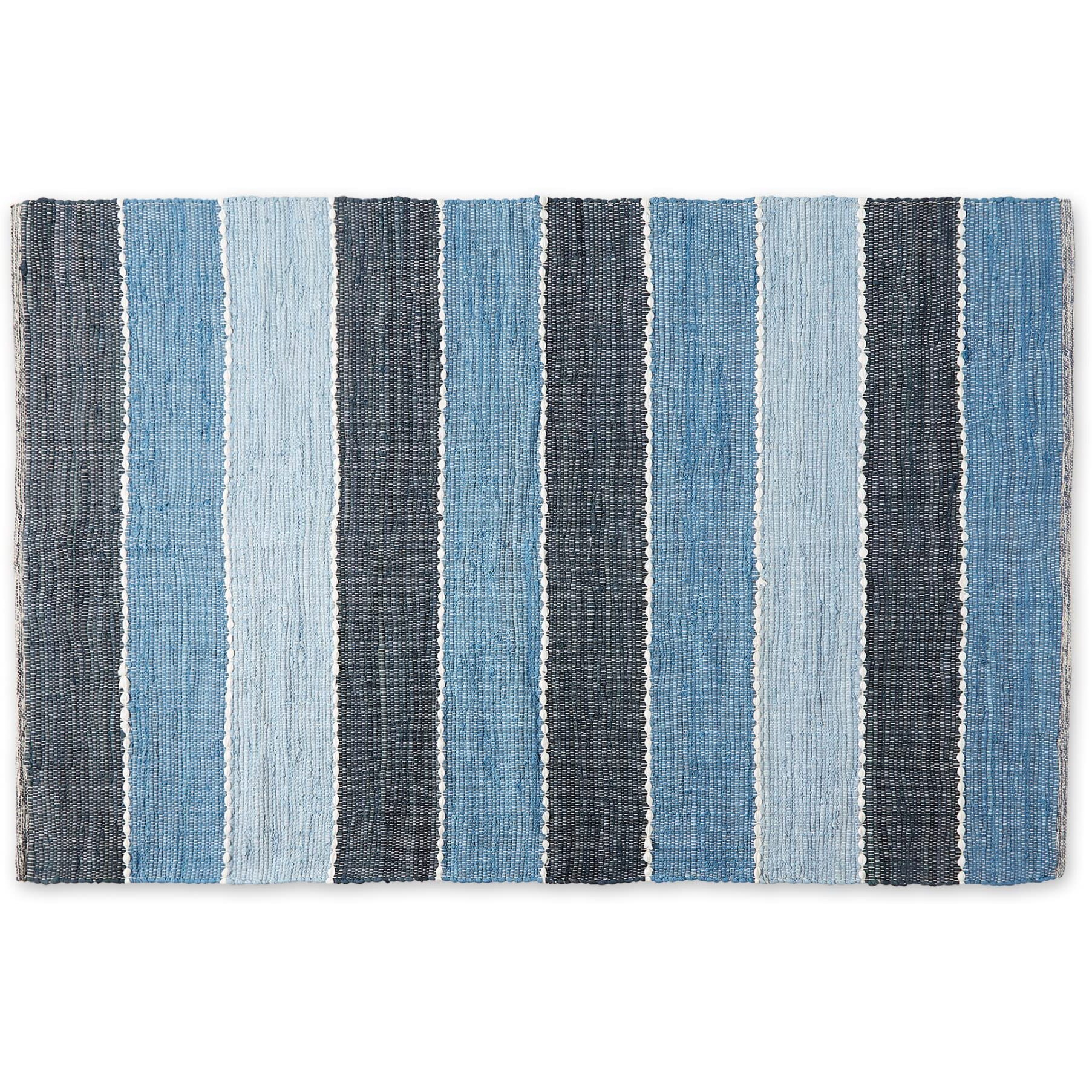DENIM COLOR BLOCK COTTON CHINDI RUG 4x6FT