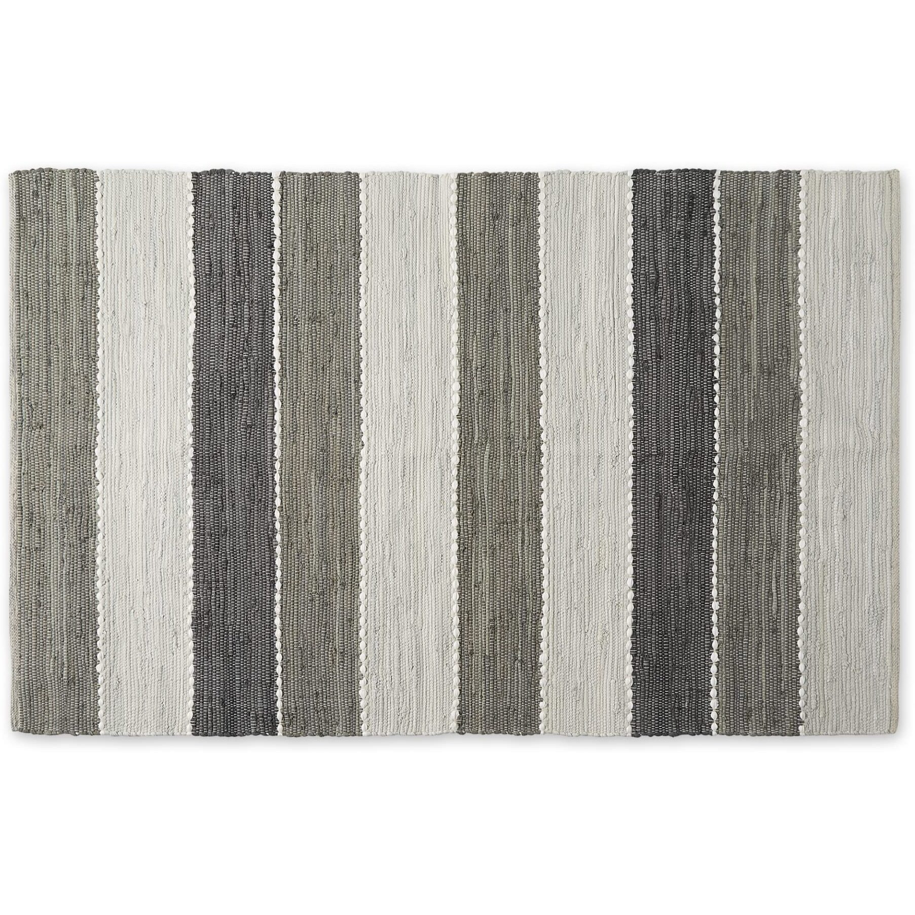 GRAY COLOR BLOCK COTTON CHINDI RUG 4x6FT