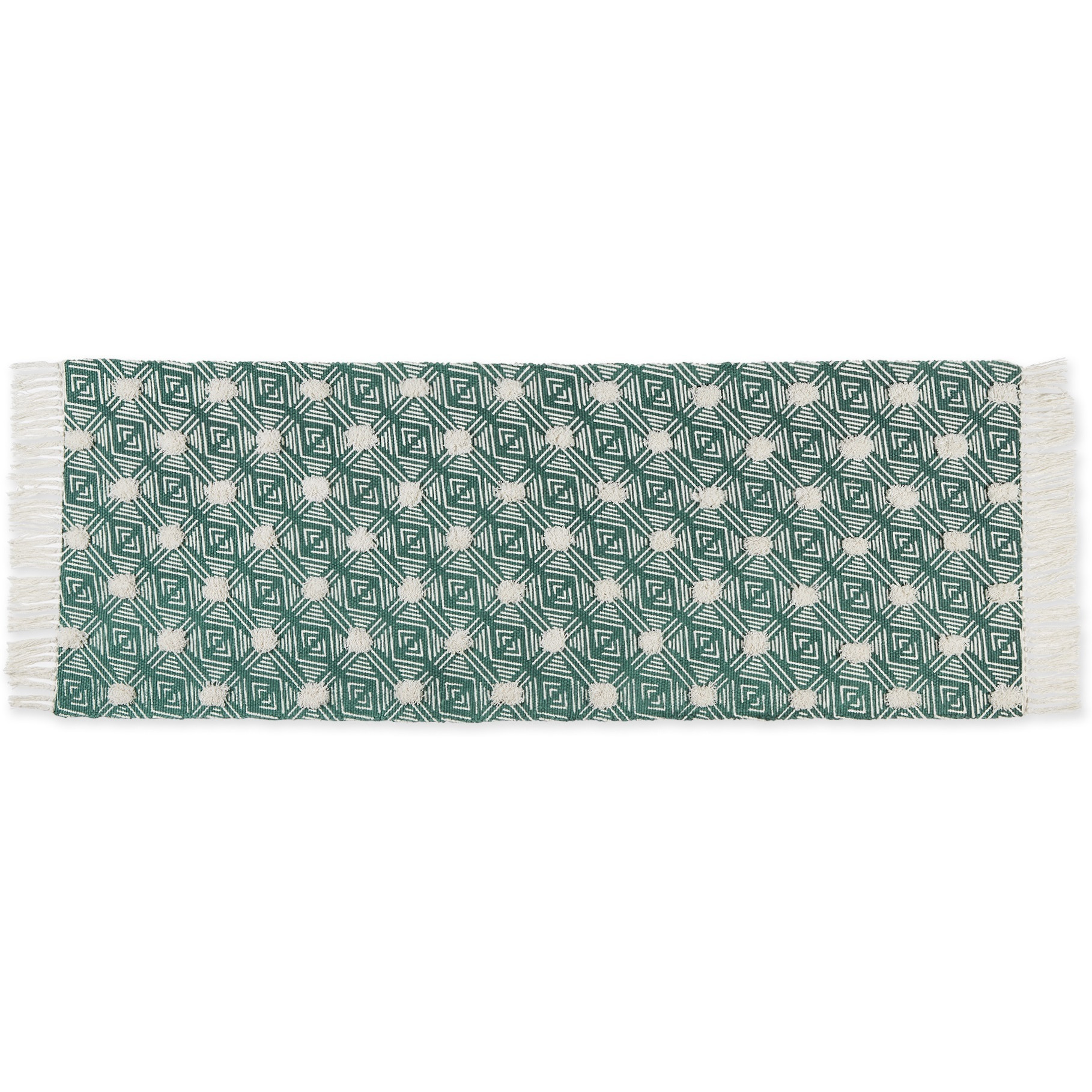 GEOMETRIC TEXTURED FRINGE - TEAL - 2 FT 3 IN X 6 FT