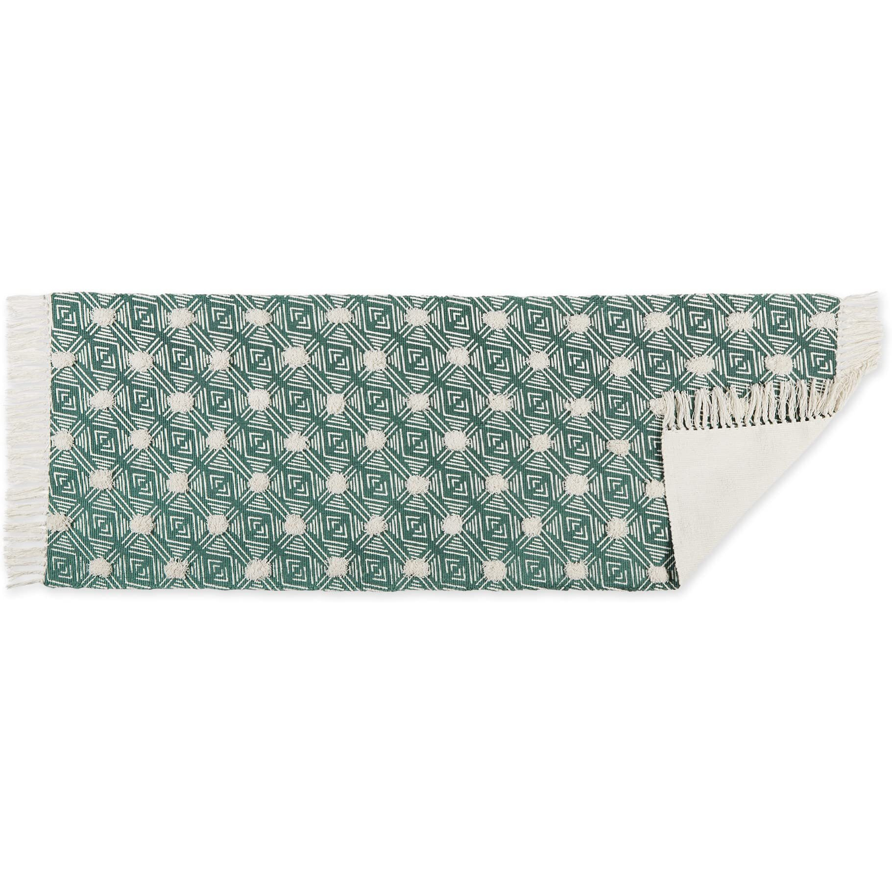 GEOMETRIC TEXTURED FRINGE - TEAL - 2 FT 3 IN X 6 FT