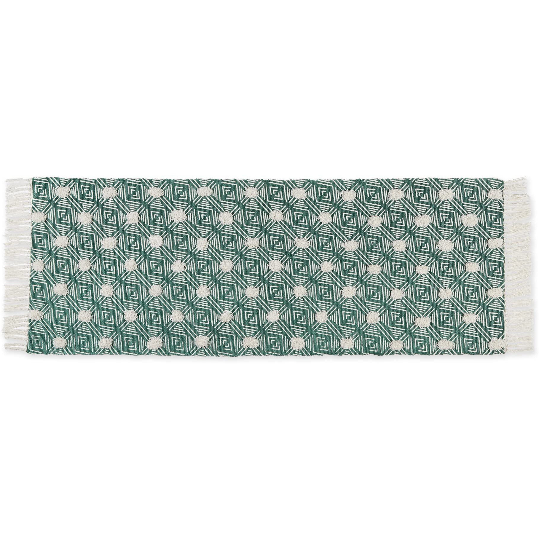GEOMETRIC TEXTURED FRINGE - TEAL - 2 FT 3 IN X 6 FT