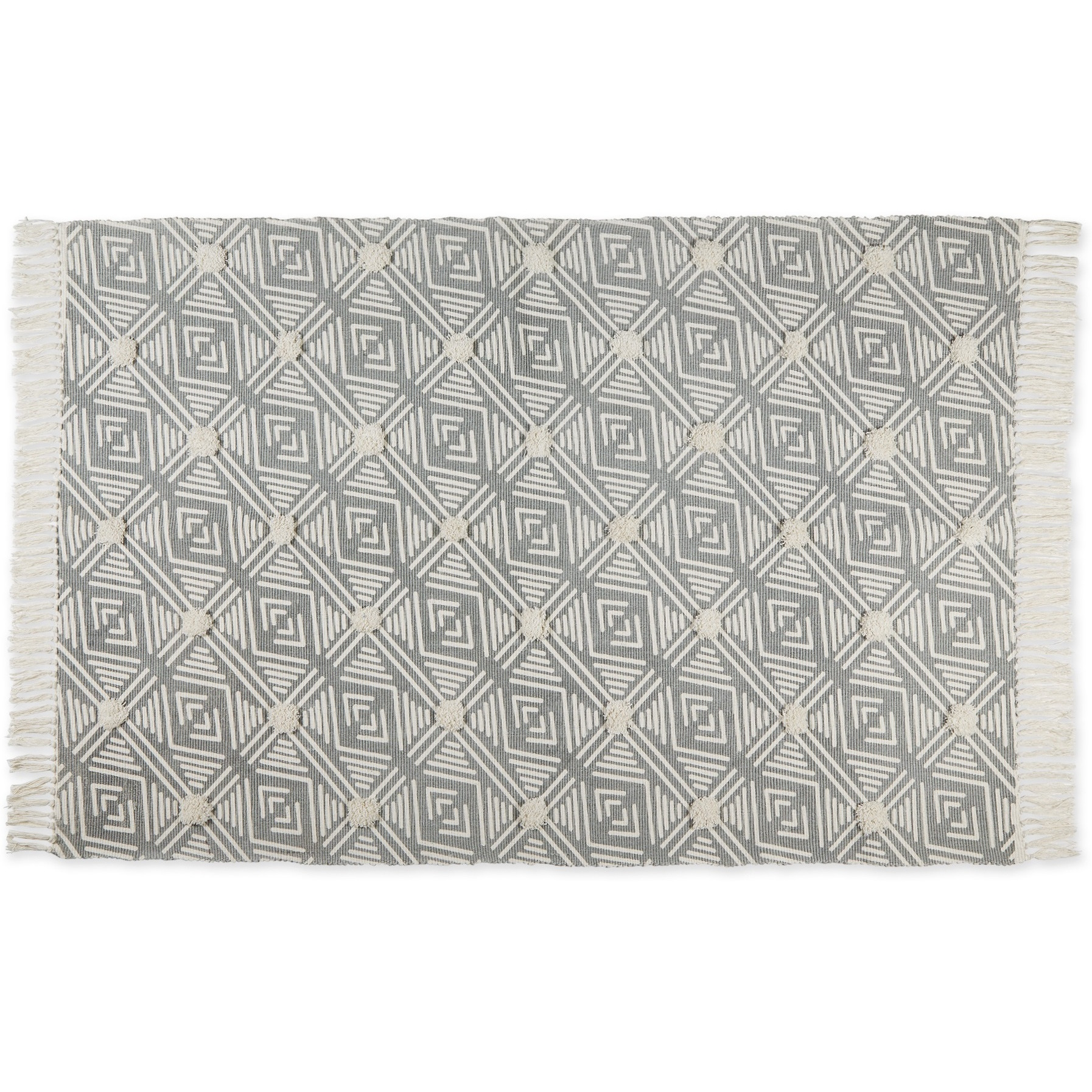 GEOMETRIC TEXTURED FRINGE - GRAY - 4 X 6 FT
