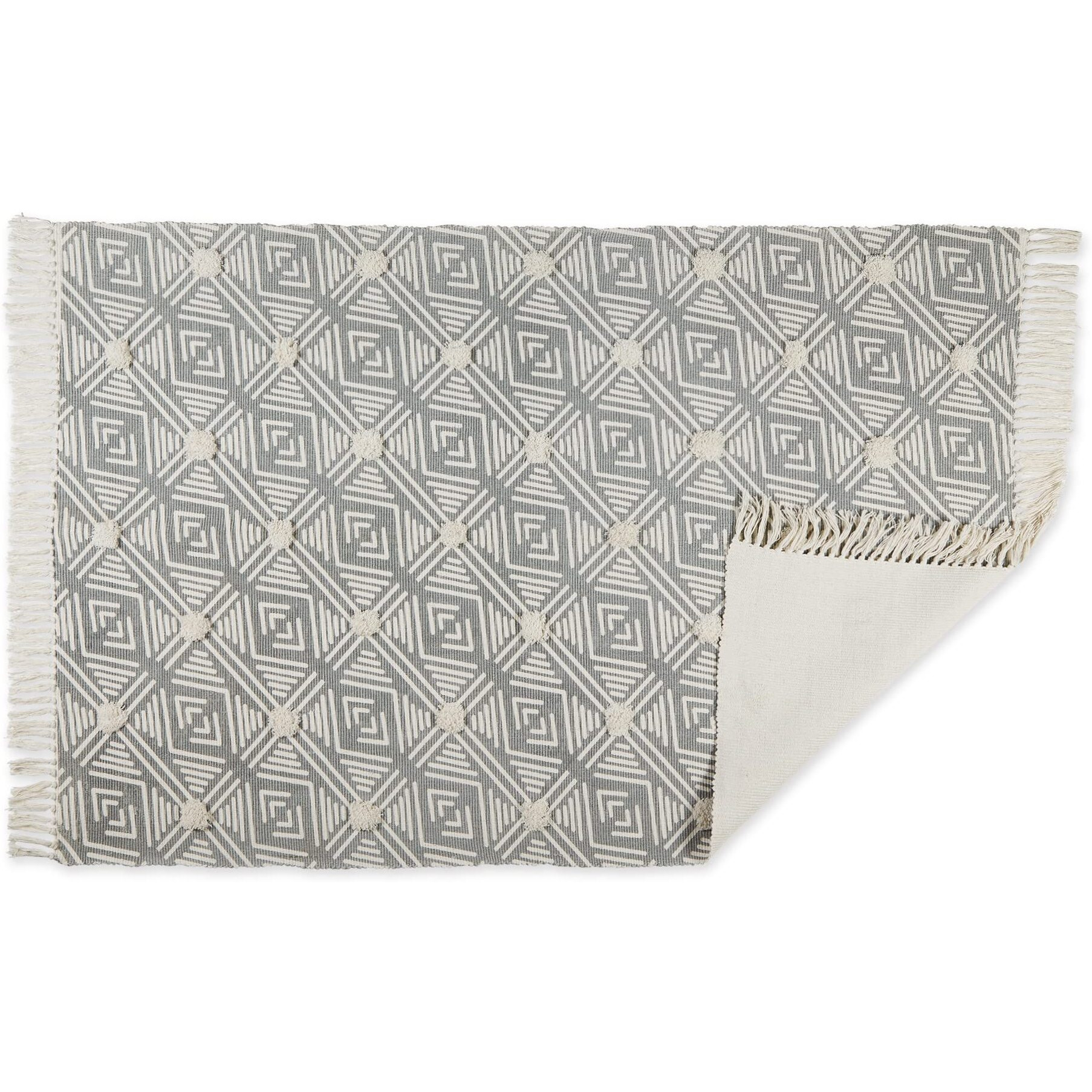 GEOMETRIC TEXTURED FRINGE - GRAY - 4 X 6 FT