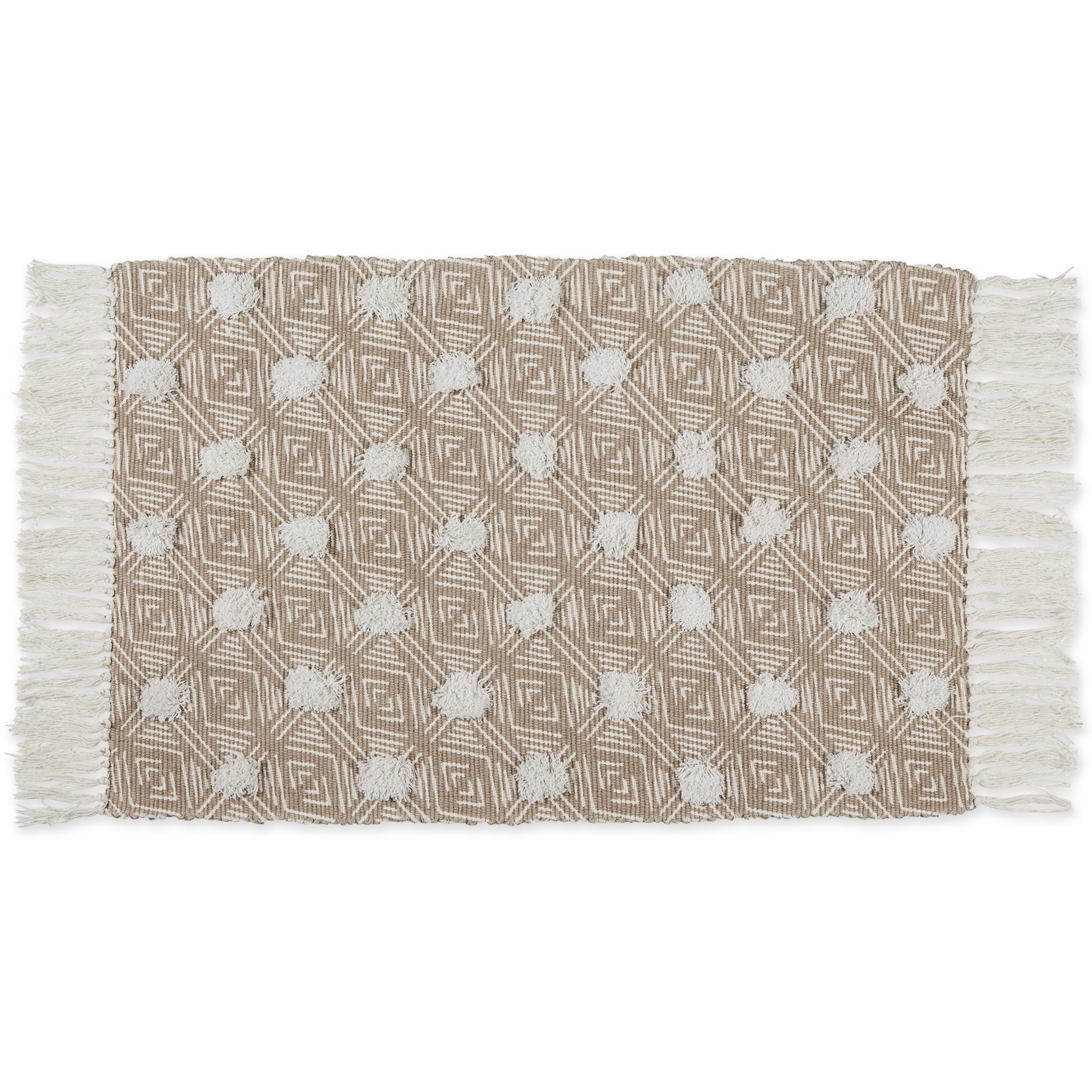 GEOMETRIC TEXTURED FRINGE - STONE - 2 X 3 FT