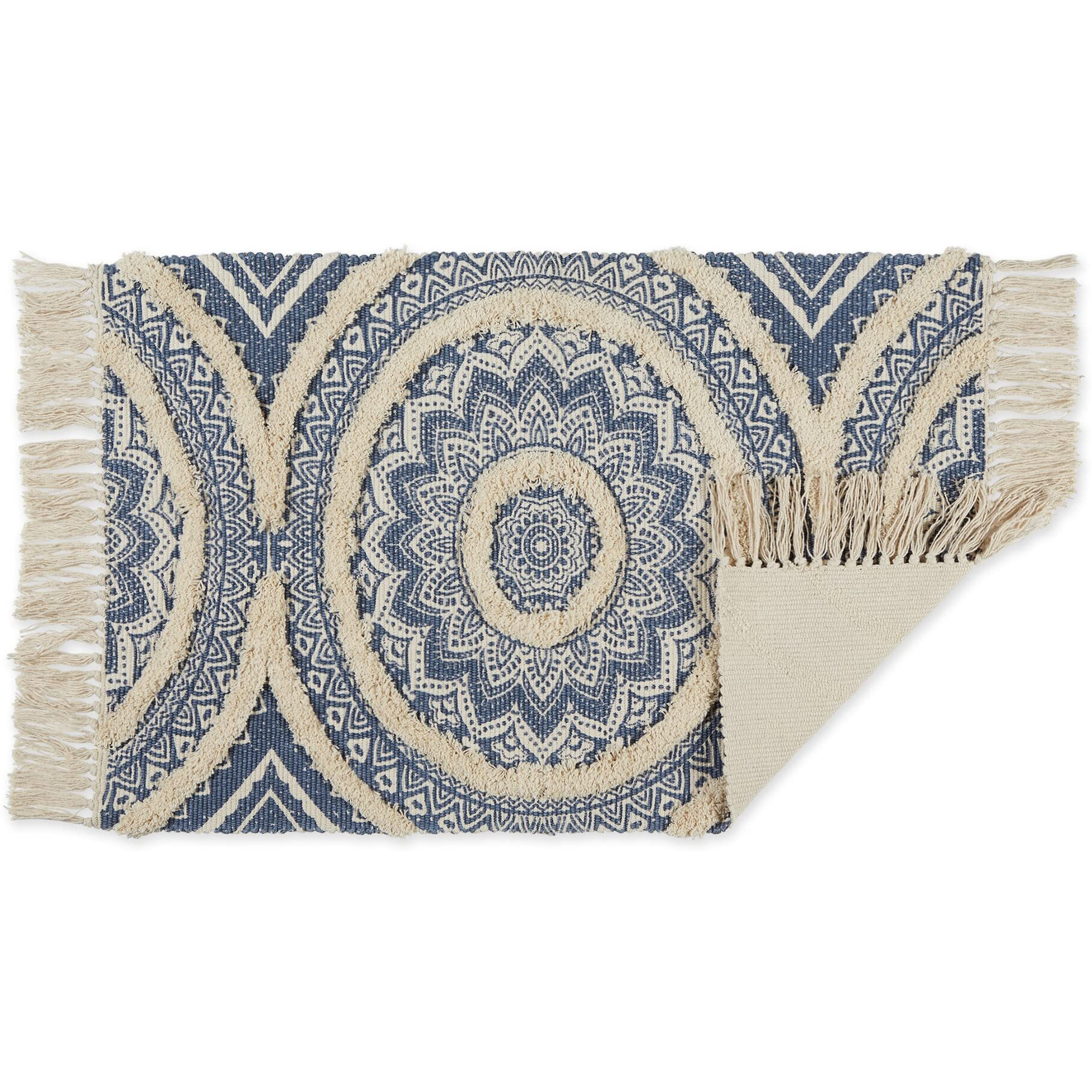MEDALLION TEXTURED FRINGE - FRENCH BLUE - 2 X 3 FT