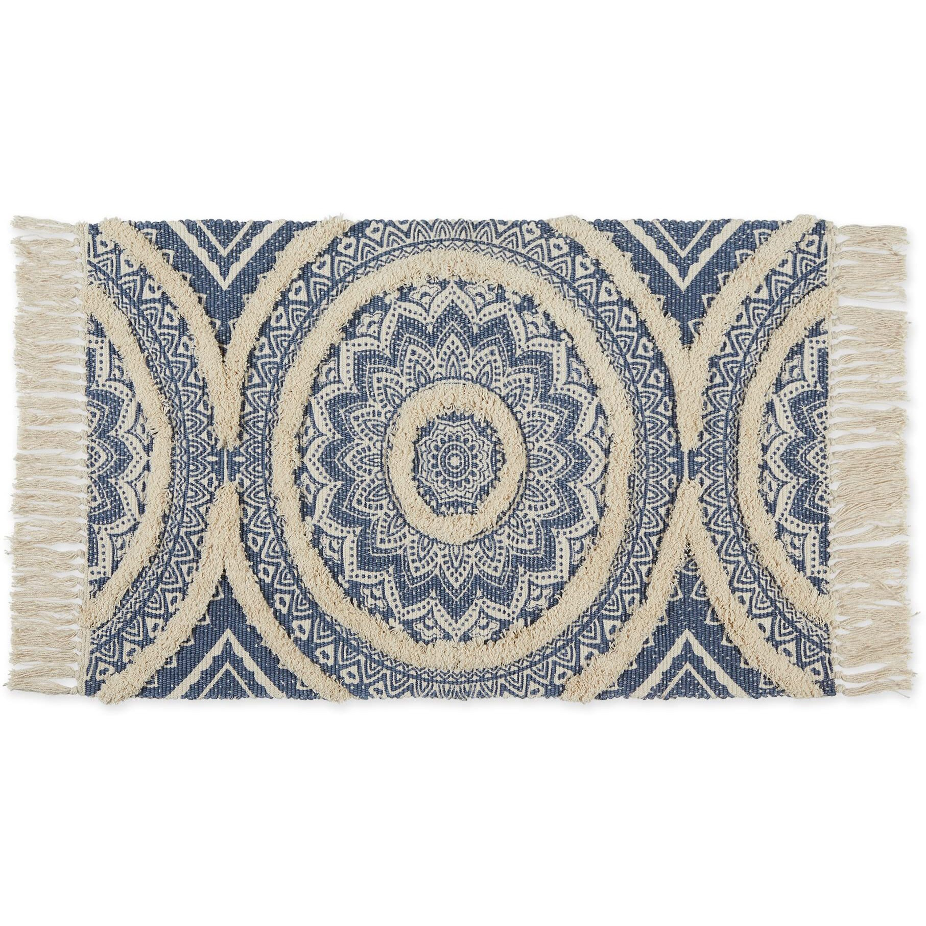 MEDALLION TEXTURED FRINGE - FRENCH BLUE - 2 X 3 FT