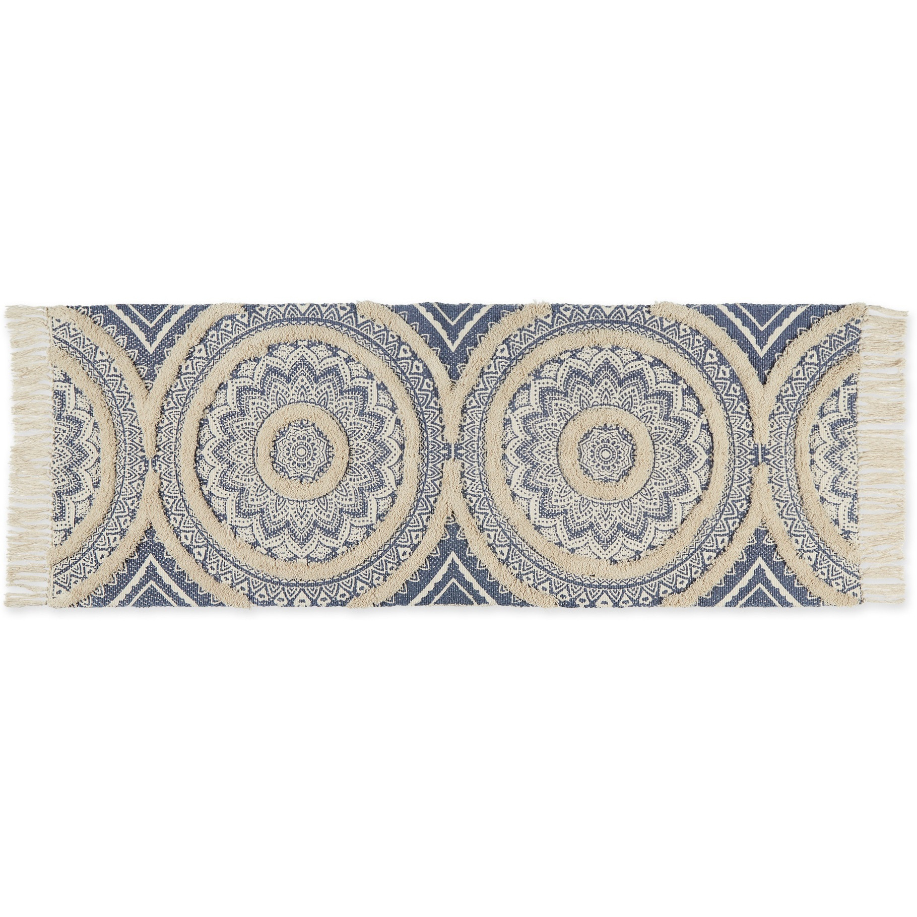 MEDALLION TEXTURED FRINGE - FRENCH BLUE - 2 FT 3 IN X 6 FT