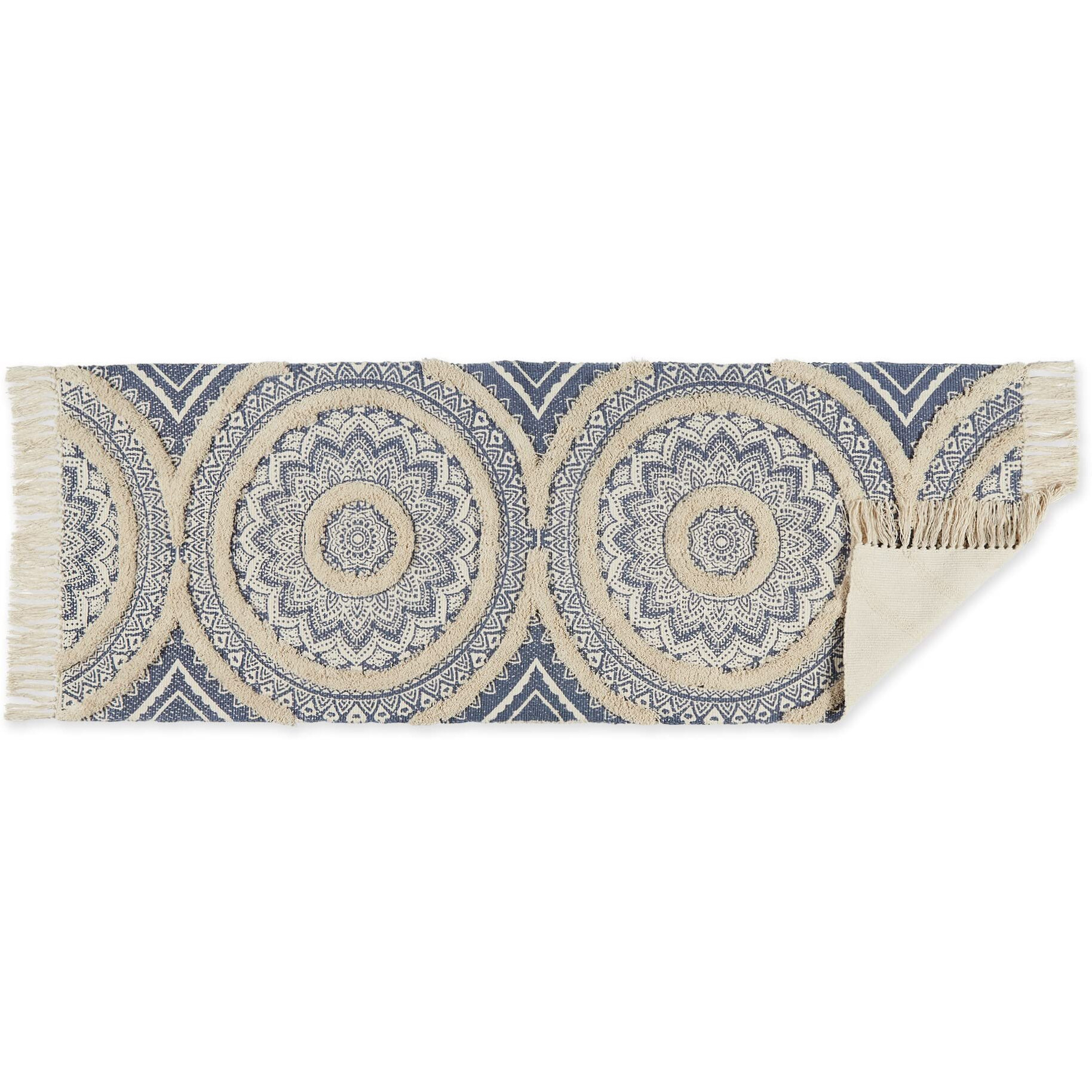 MEDALLION TEXTURED FRINGE - FRENCH BLUE - 2 FT 3 IN X 6 FT