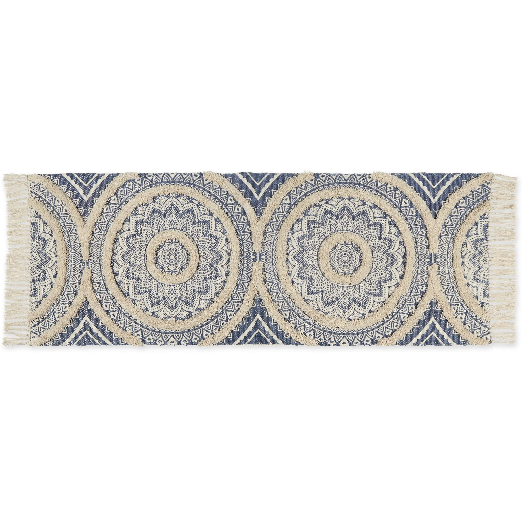 MEDALLION TEXTURED FRINGE - FRENCH BLUE - 2 FT 3 IN X 6 FT