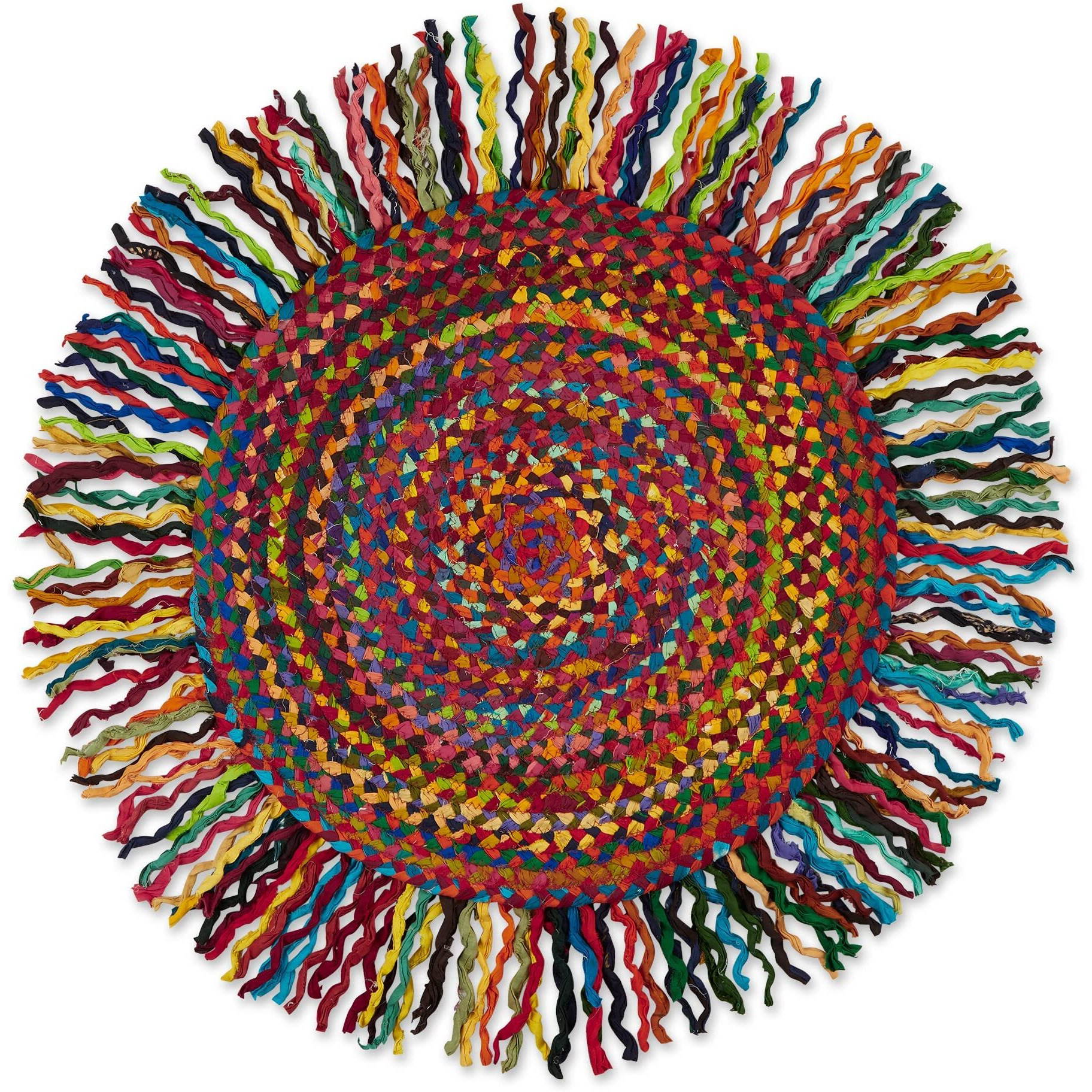 ROUND BOHO CHIC CHINDI WITH FRINGE - MULTICOLOR - 3 FT ROUND