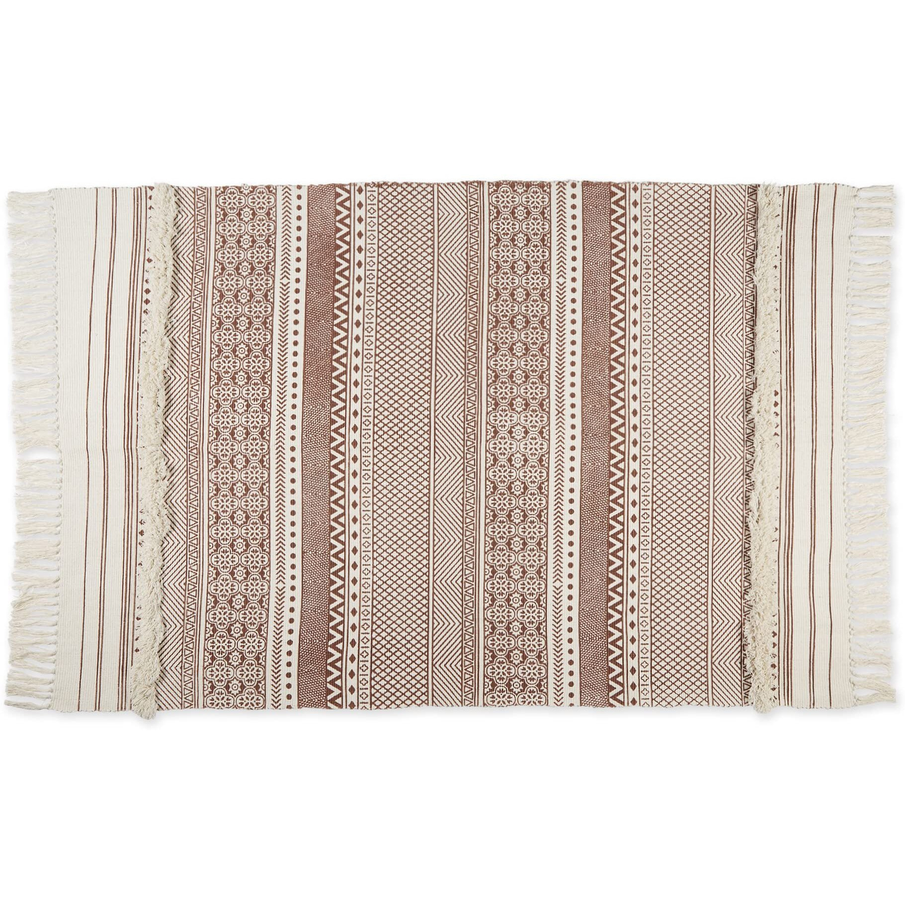 SHABBY CHIC TEXTURED FRINGE - CINNAMON - 4 X 6 FT