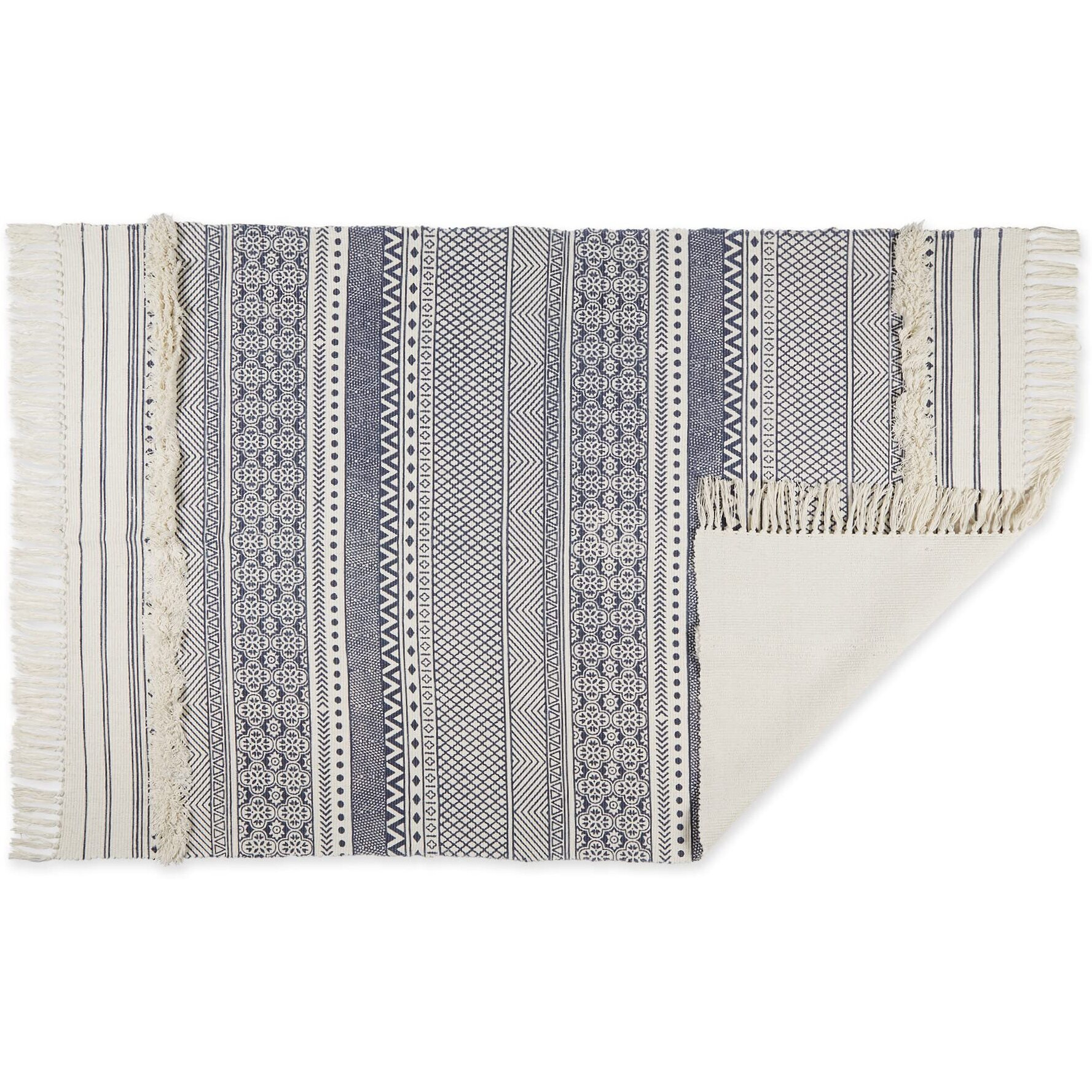 SHABBY CHIC TEXTURED FRINGE - FRENCH BLUE - 4 X 6 FT