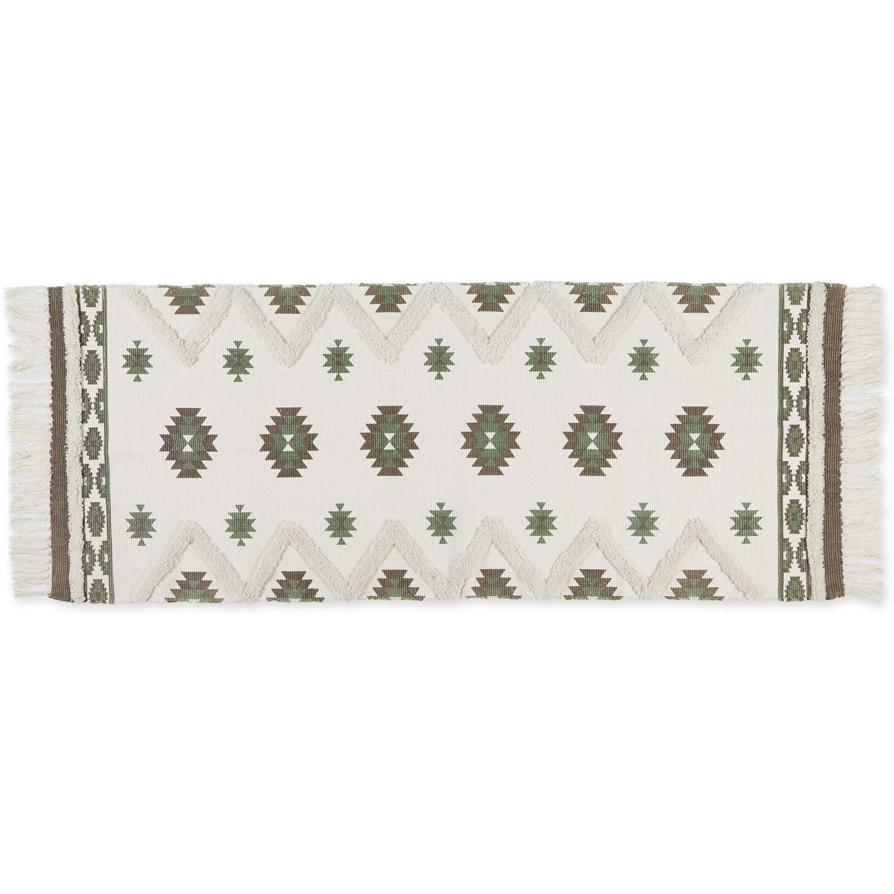 SOUTHWESTERN TEXTURED FRINGE - BROWN & GREEN - 2 FT 3 IN X 6 FT