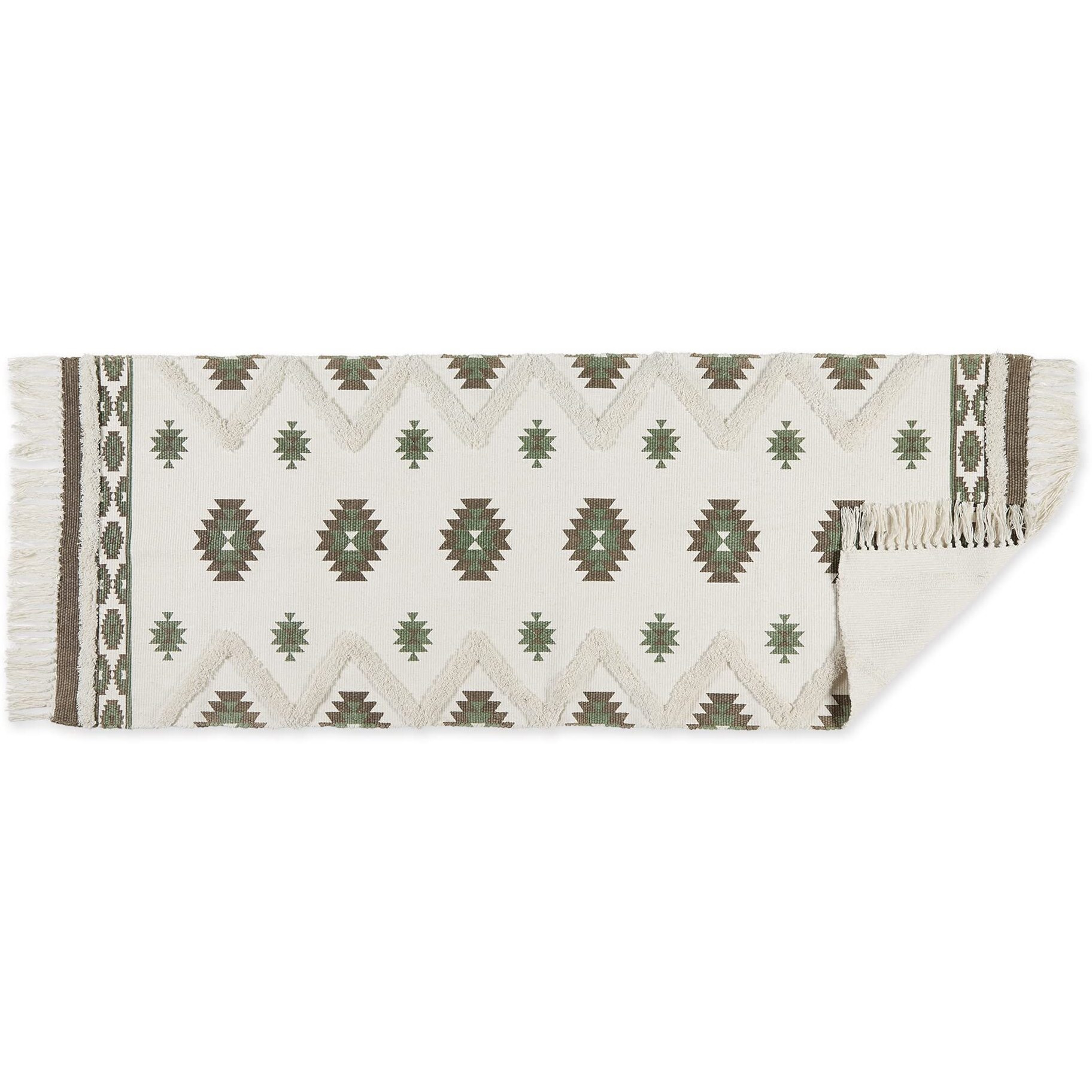 SOUTHWESTERN TEXTURED FRINGE - BROWN & GREEN - 2 FT 3 IN X 6 FT