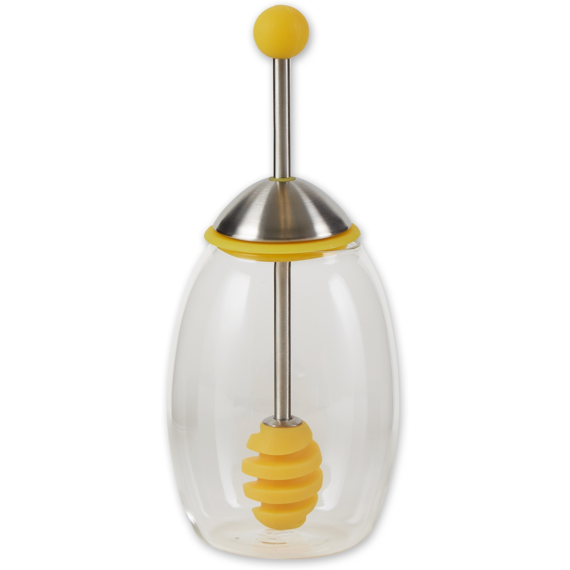 HONEY JAR WITH SILICONE DIPPER - YELLOW