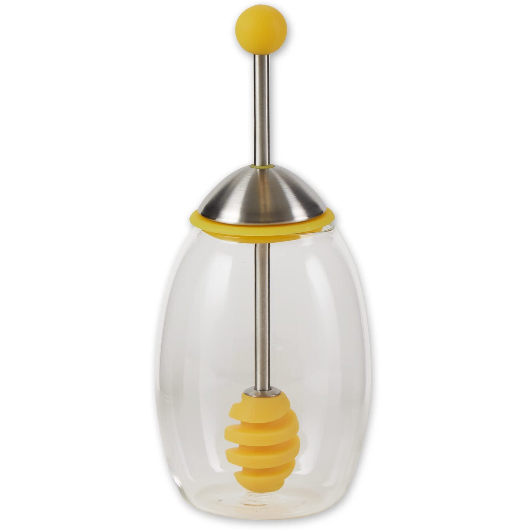 HONEY JAR WITH SILICONE DIPPER - YELLOW