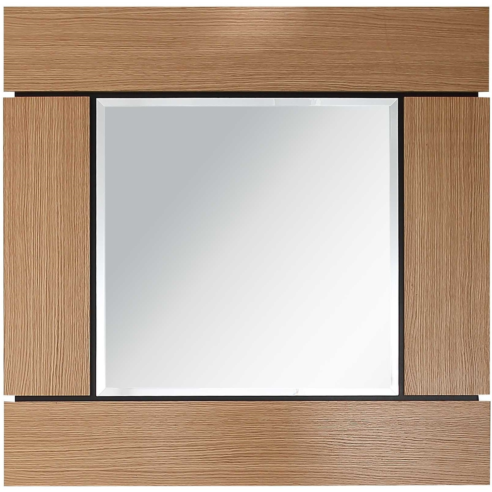 35" Brown Square Accent Wood Mirror