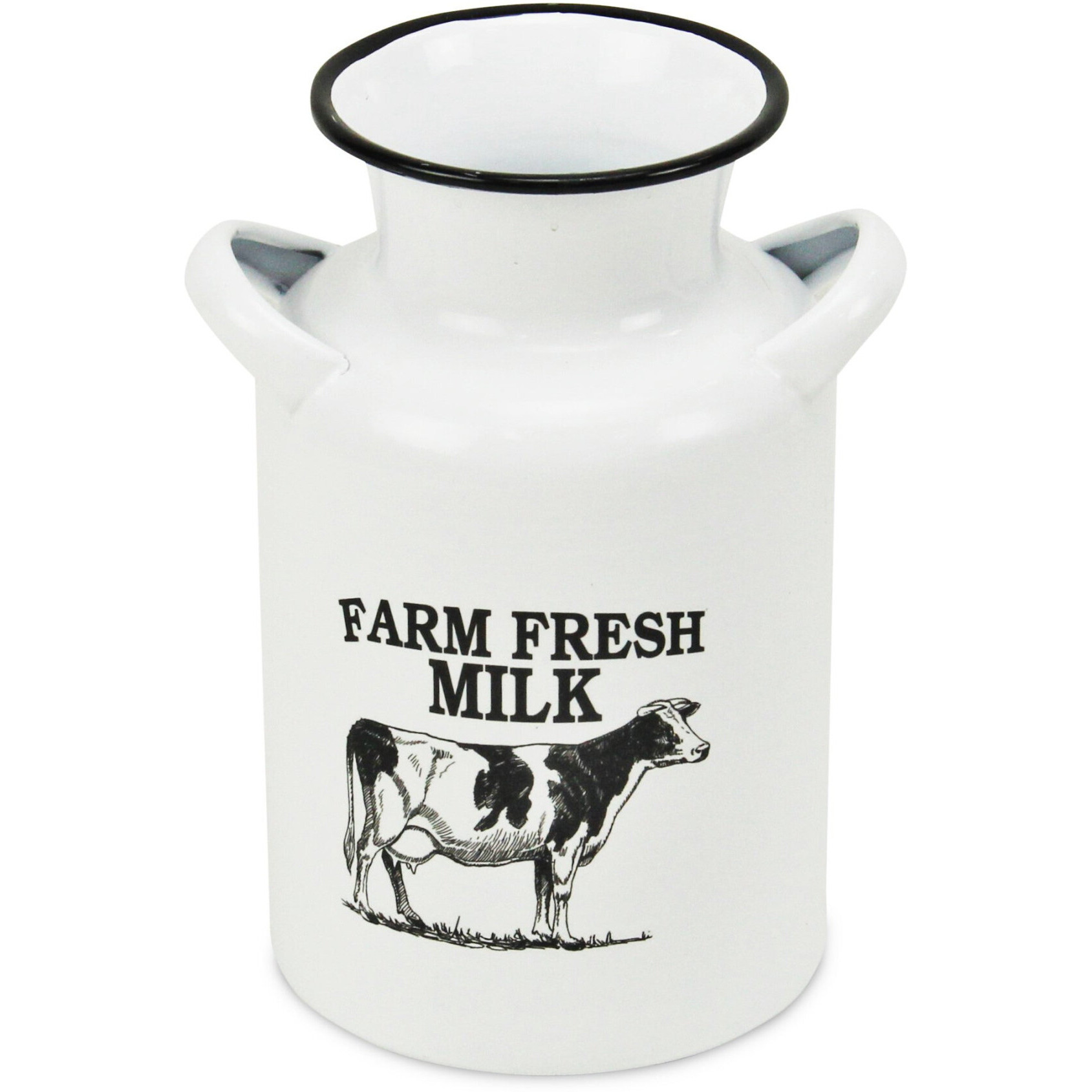 8" White and Black Rustic Cow Decorative Milk Jug