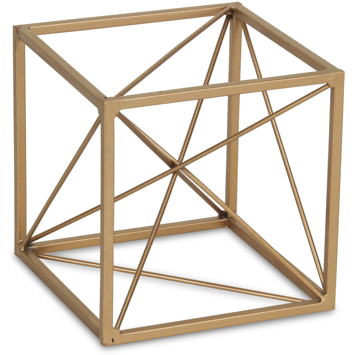 6" Gold Metal Cube Sculpture