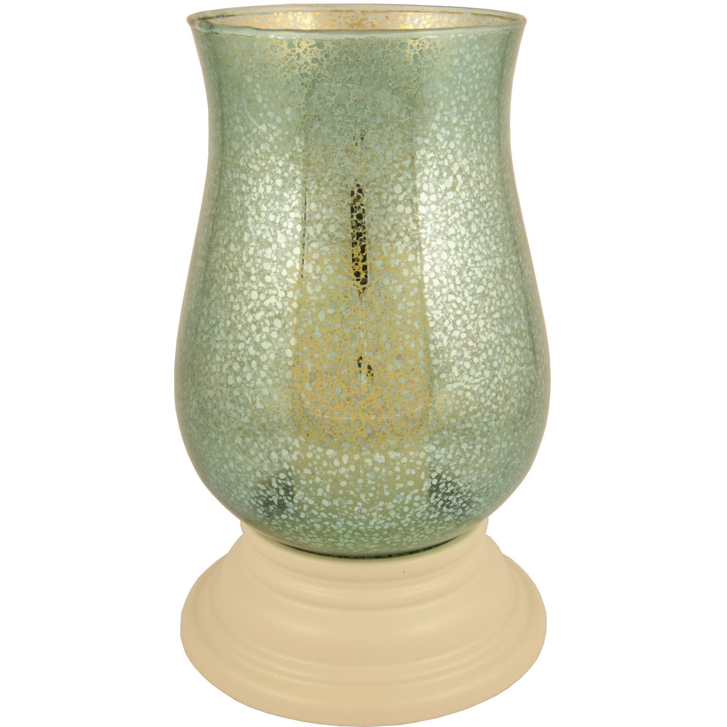 14" Green Mercury Glass Centerpiece Hurricane Candle Holder With Candle