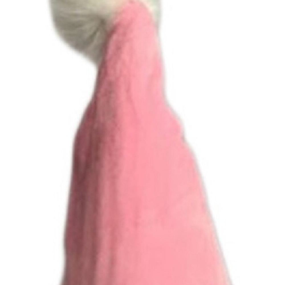 30" Pink and White Fabric Sitting Gnome