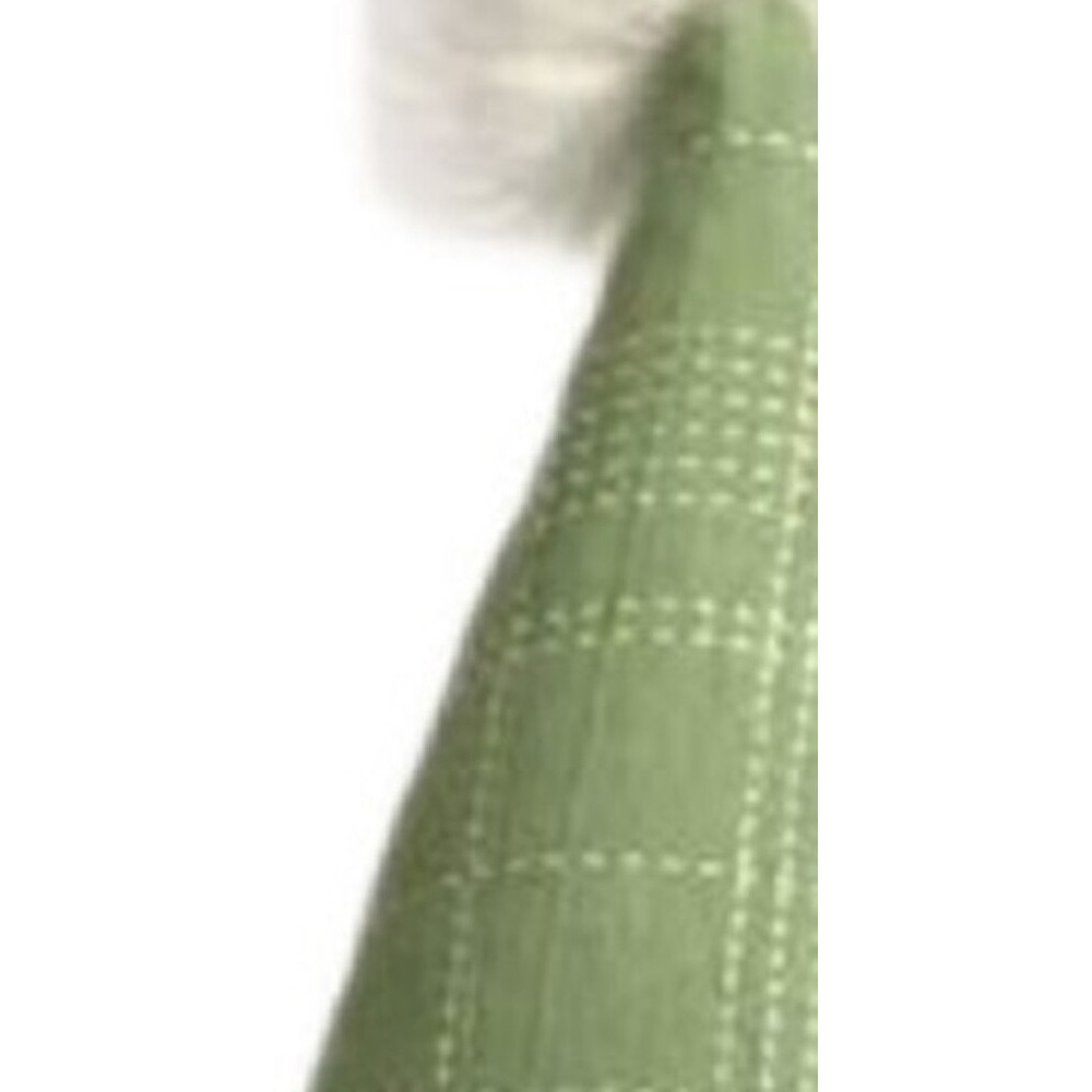 30" Green and White Fabric Sitting Gnome
