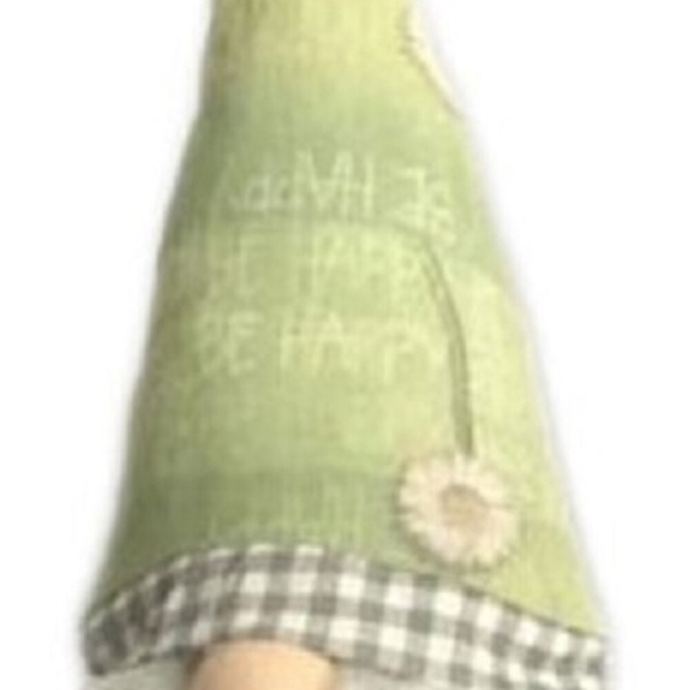 30" Green and White Fabric Sitting Gnome