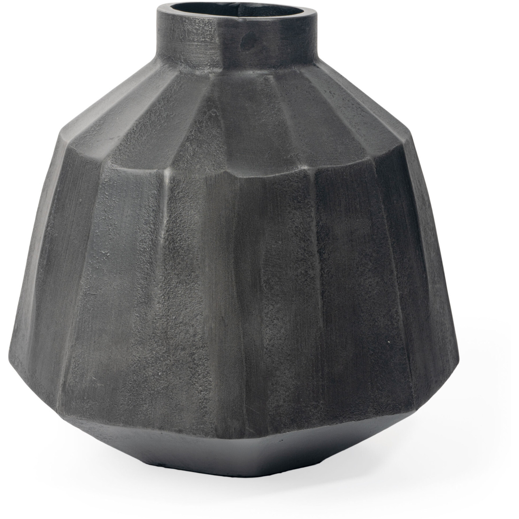 11" Dark Gray Geometric Organic Stripe Round Aluminum Table Vase