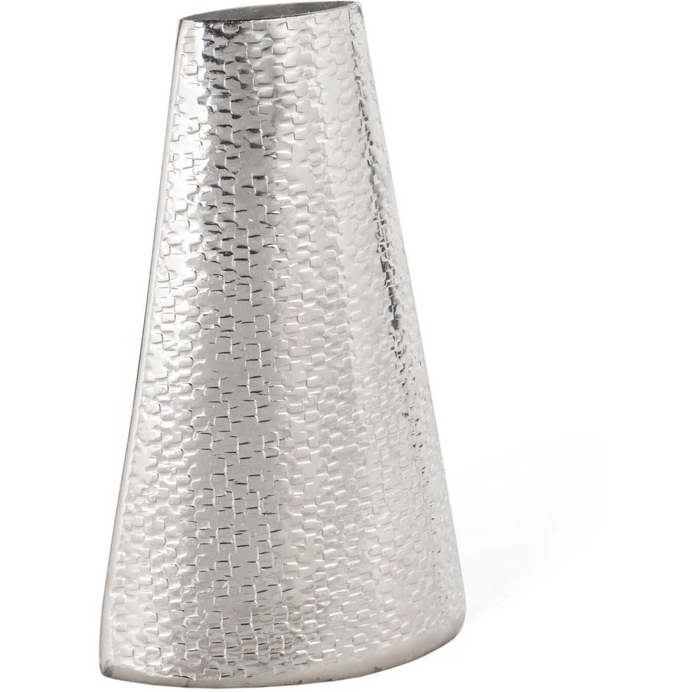 10" Silver Abstract Cylinder Cone Table Vase