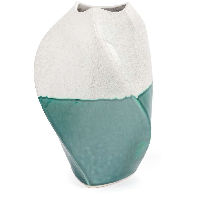 12" Green and Ivory Ombre Ceramic Table Vase