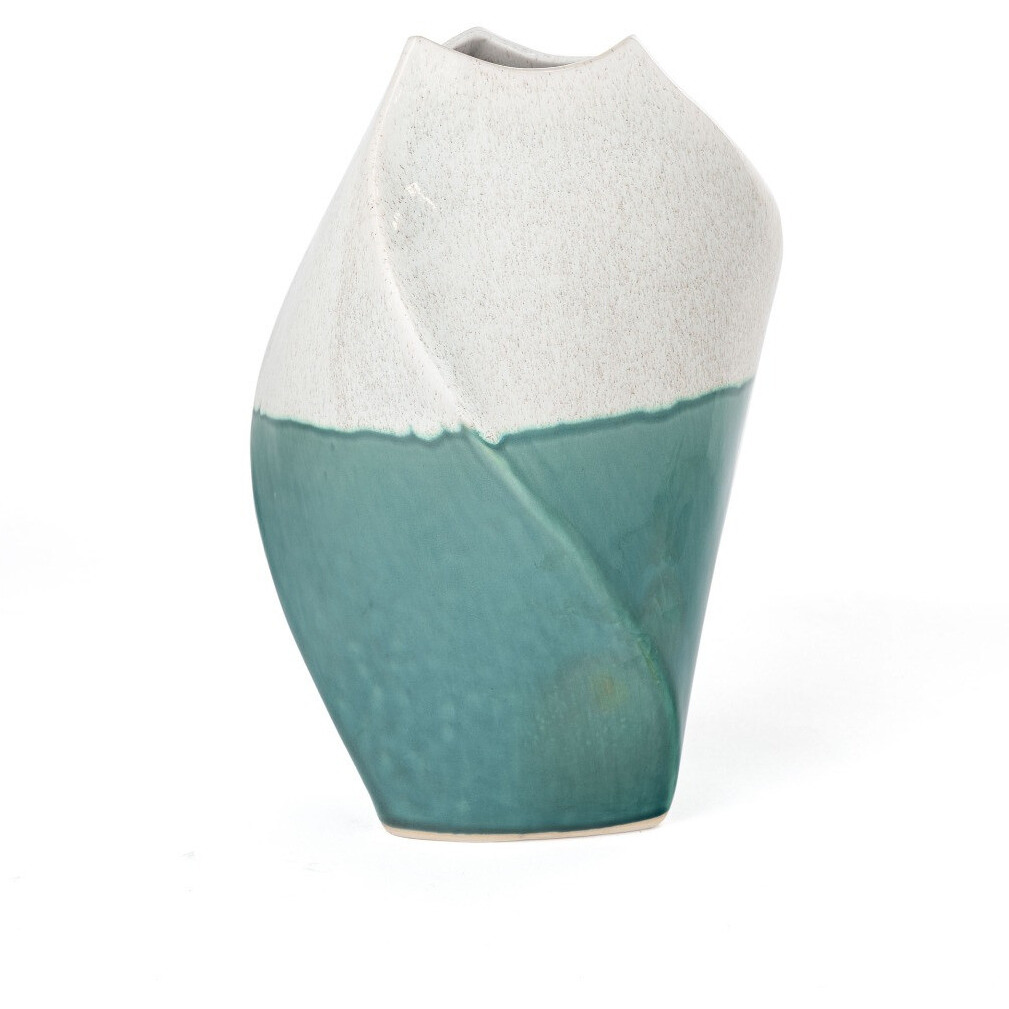 12" Green and Ivory Ombre Ceramic Table Vase