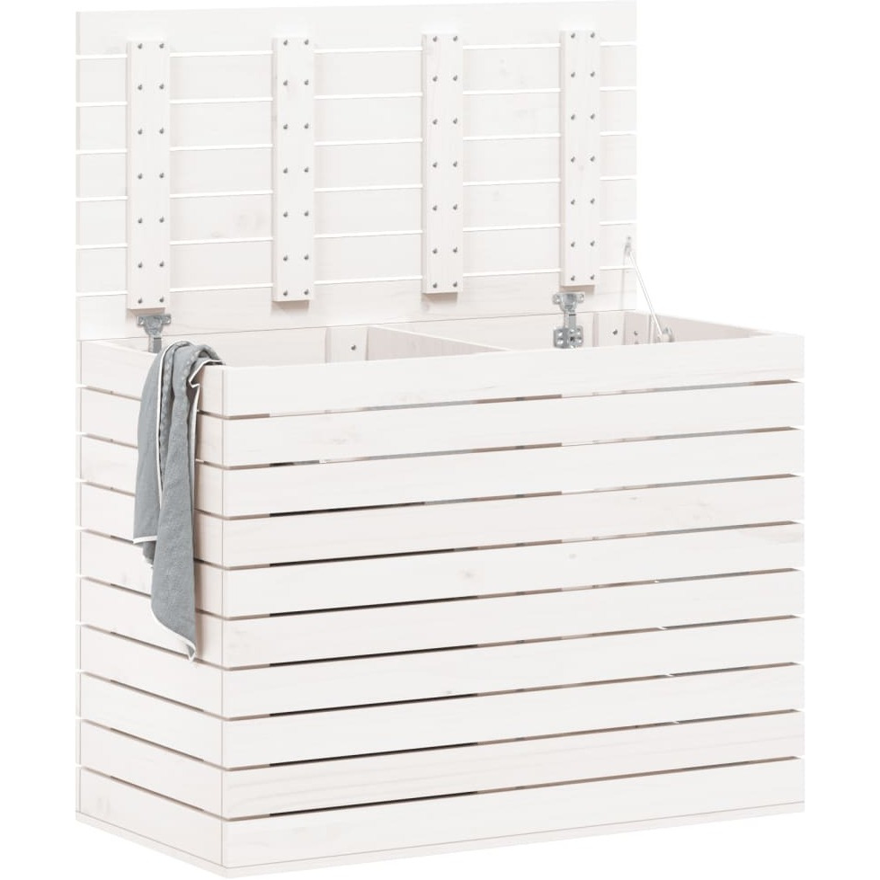 vidaXL Laundry Basket White 34.8&quotx17.3&quotx26" Solid Wood Pine