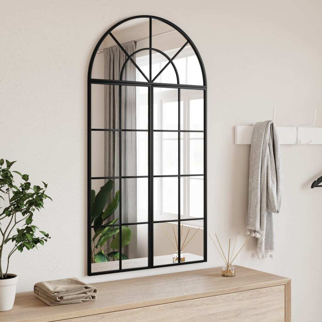 vidaXL Wall Mirror Black 23.6&quotx43.3" Arch Iron