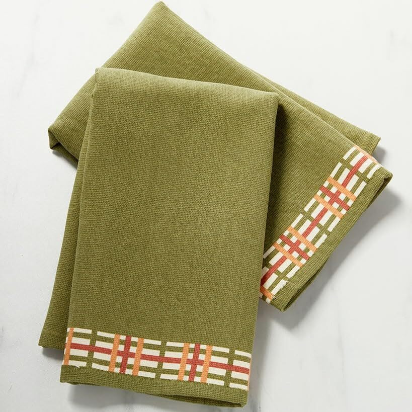 Yellow Plaid Bath Collection - Set of 2 Hand Towels