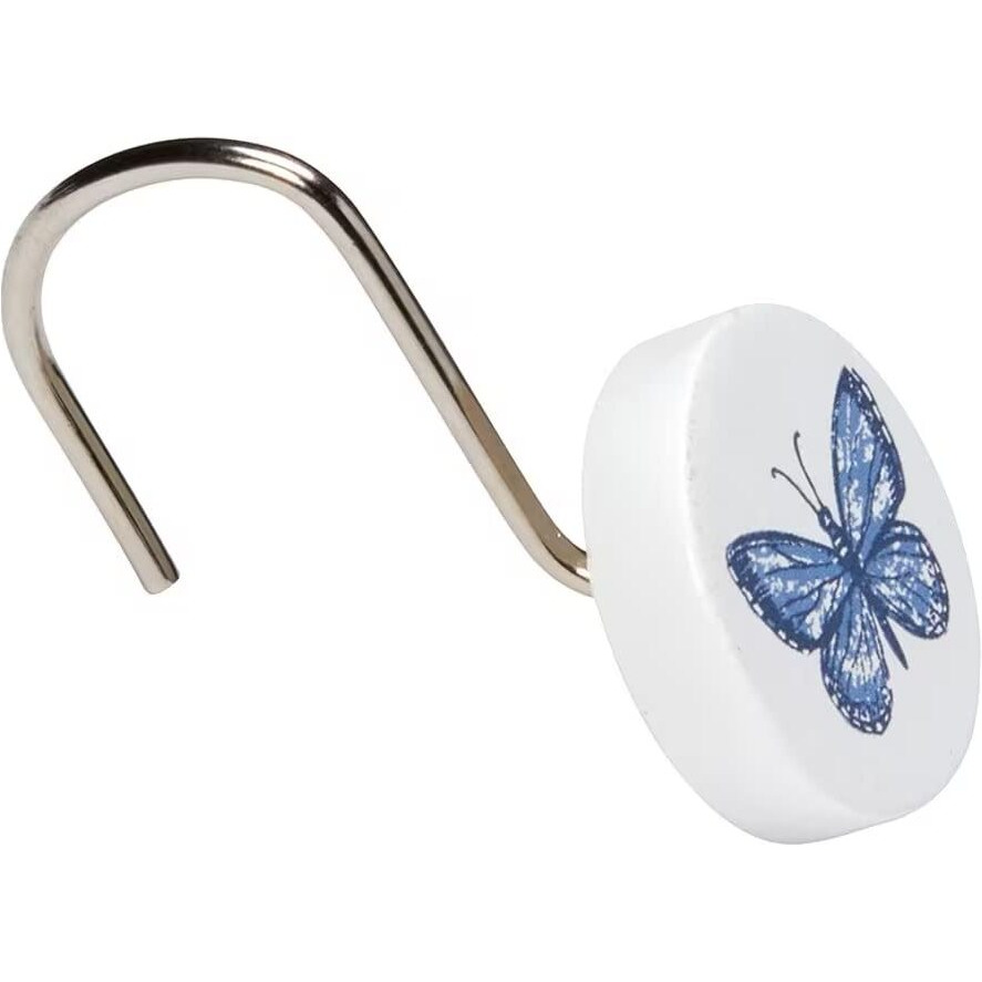 Lavender Luster Butterfly Bath Collection - Set of 12 Shower Hooks