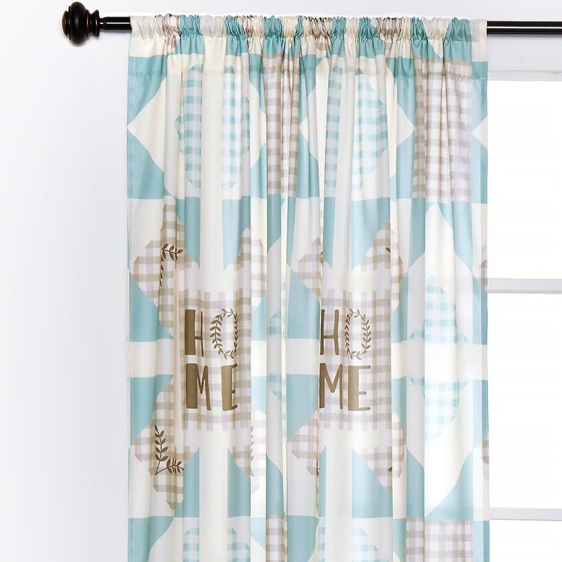 Monroe Block Check Window Panels - 50" x 84"