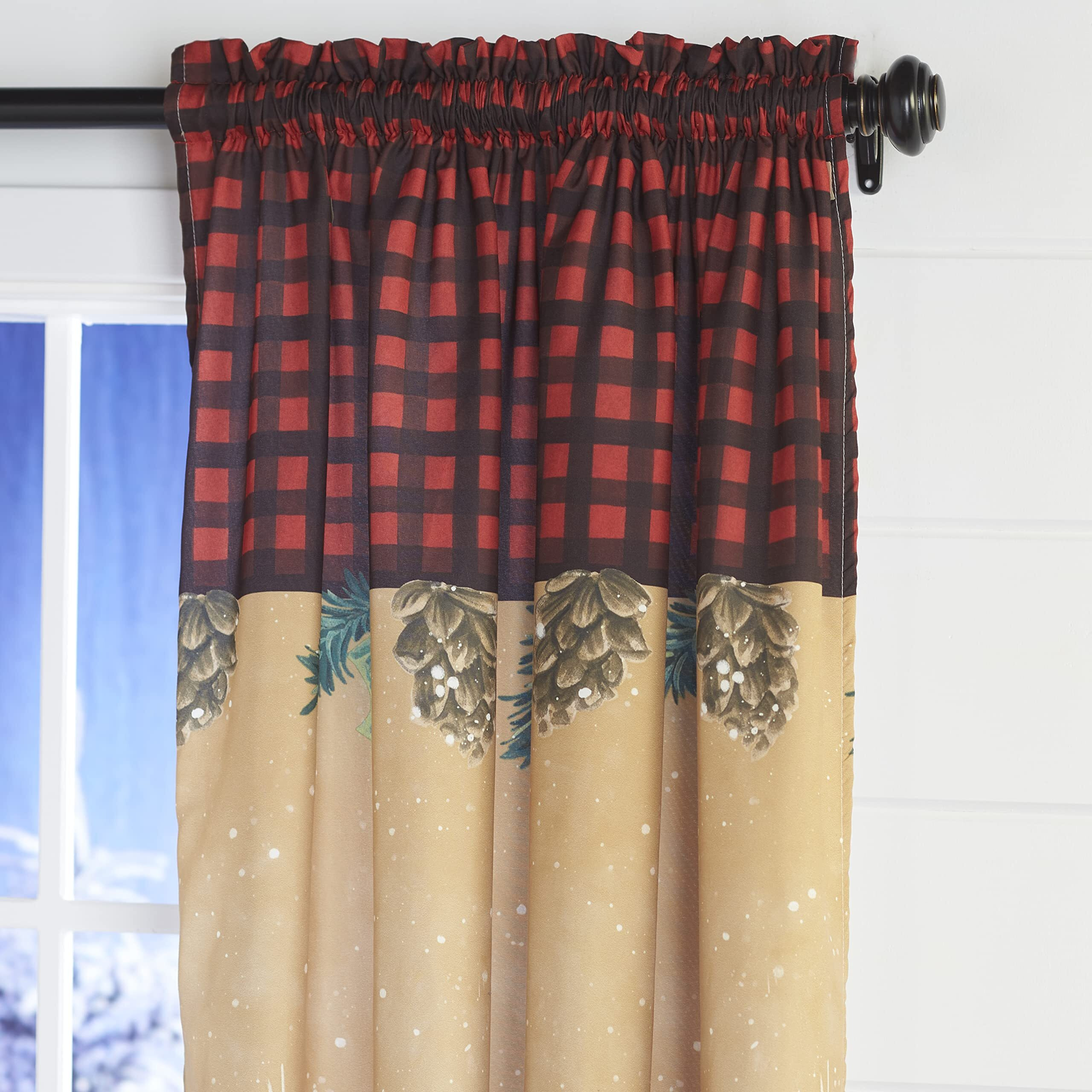 Plaid Snowman Window Panels or Accent Pillow - 63" Window Panel