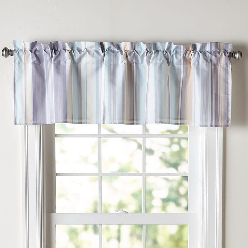 Aidan Stripe Window Curtain or Accent Pillows - Light Gray Valance
